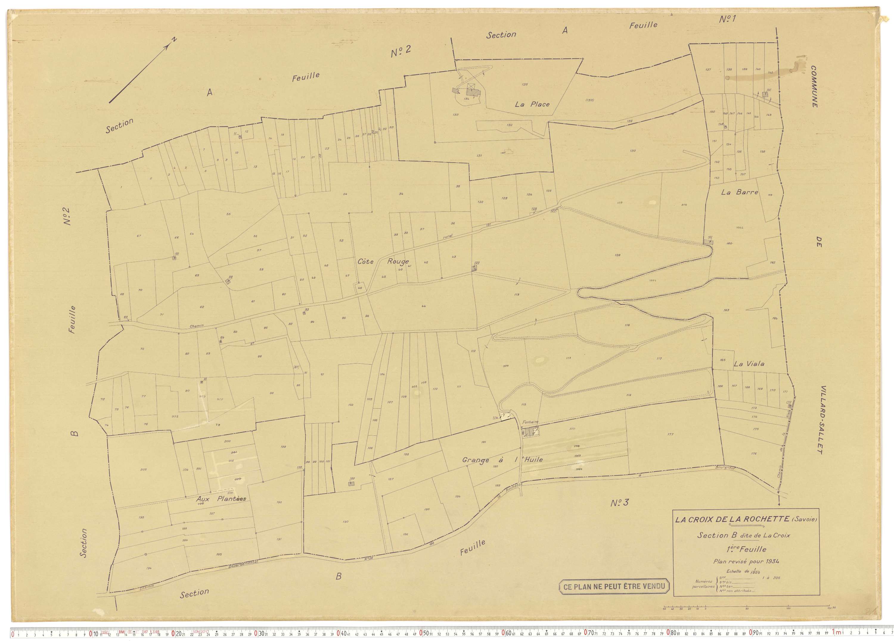 La Croix-de-la-Rochette - Plans cadastraux du cadastre rénové en 1934 et mis à jour en 1988.