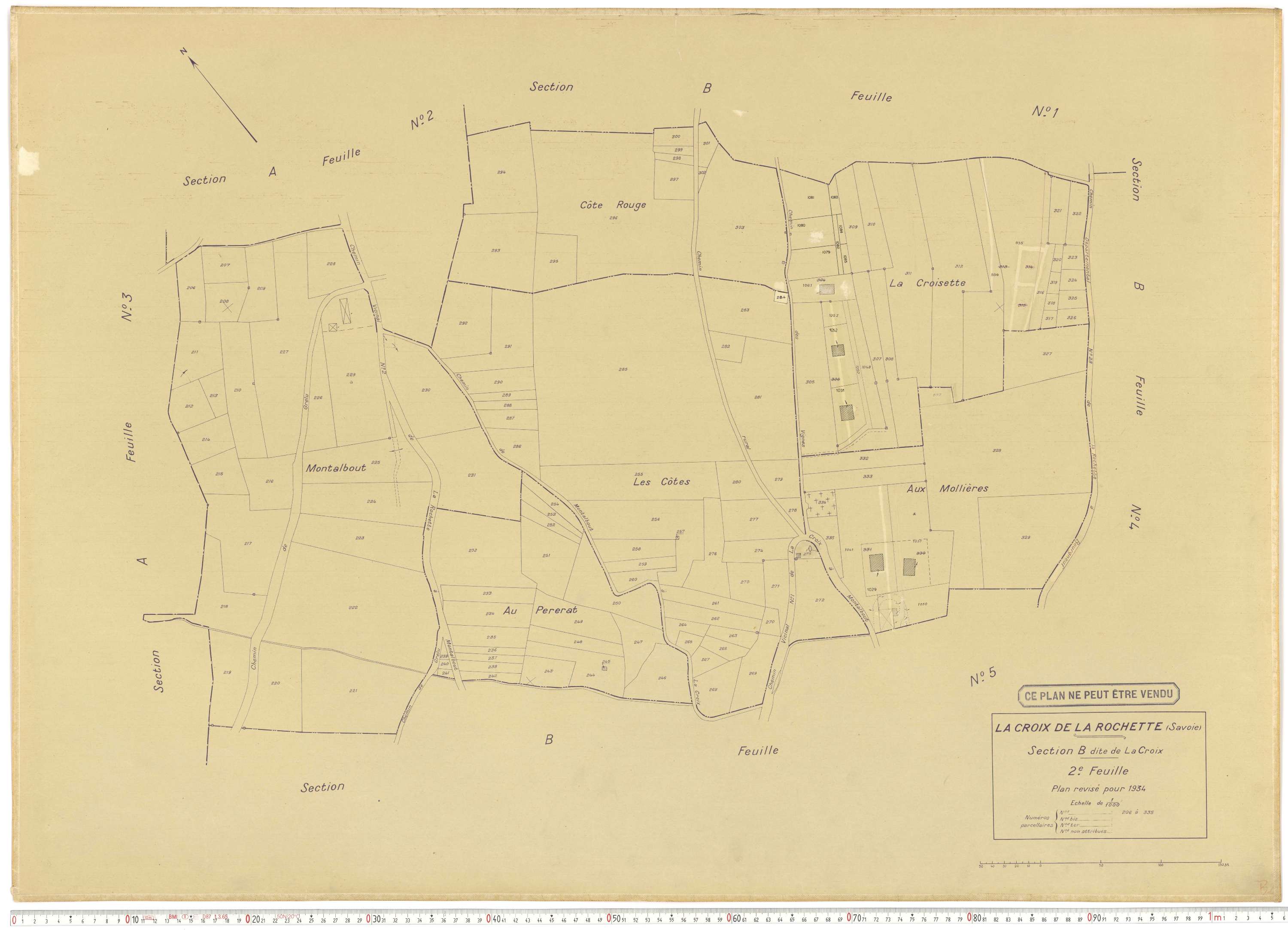 La Croix-de-la-Rochette - Plans cadastraux du cadastre rénové en 1934 et mis à jour en 1988.