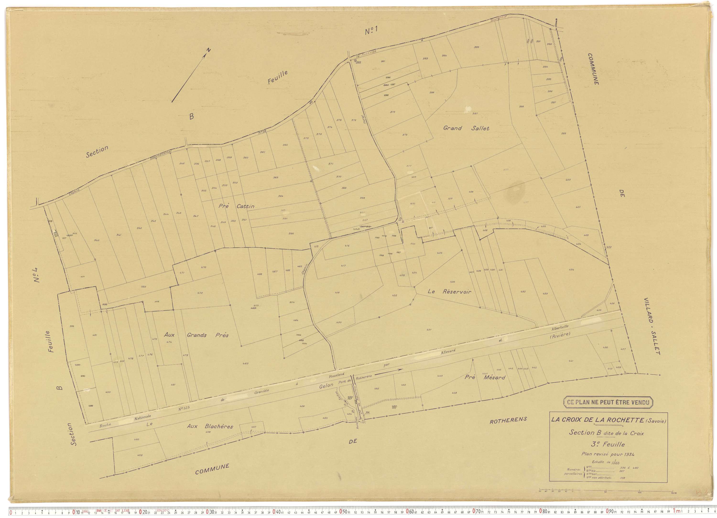 La Croix-de-la-Rochette - Plans cadastraux du cadastre rénové en 1934 et mis à jour en 1988.