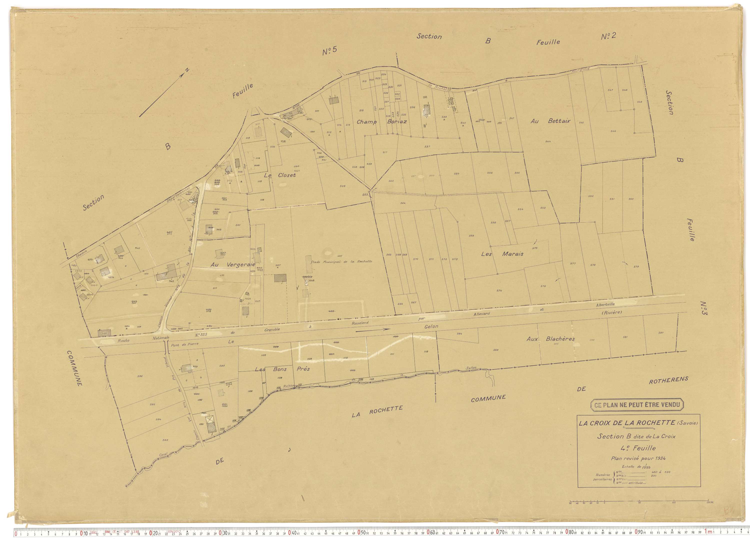 La Croix-de-la-Rochette - Plans cadastraux du cadastre rénové en 1934 et mis à jour en 1988.