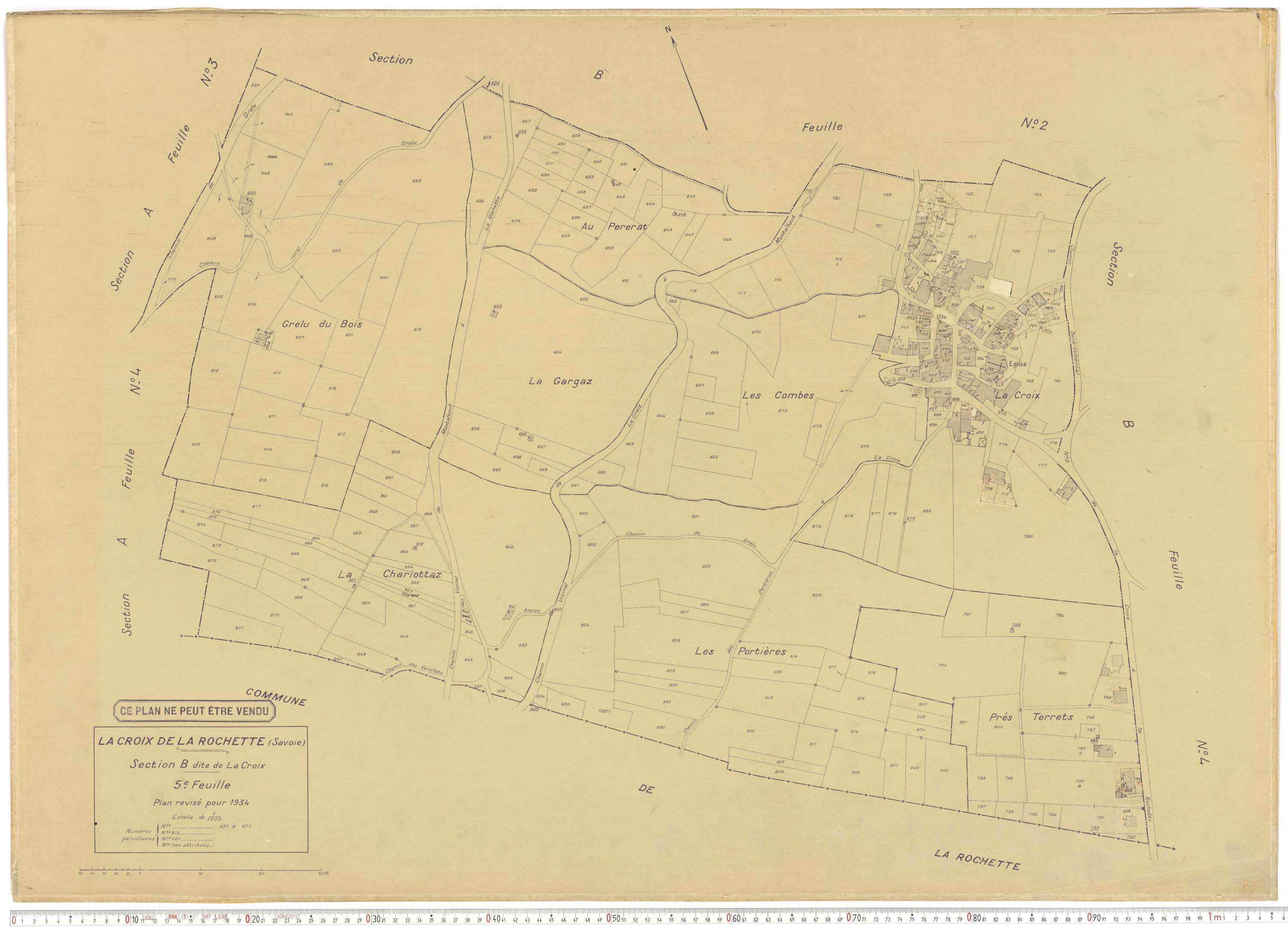 La Croix-de-la-Rochette - Plans cadastraux du cadastre rénové en 1934 et mis à jour en 1988.