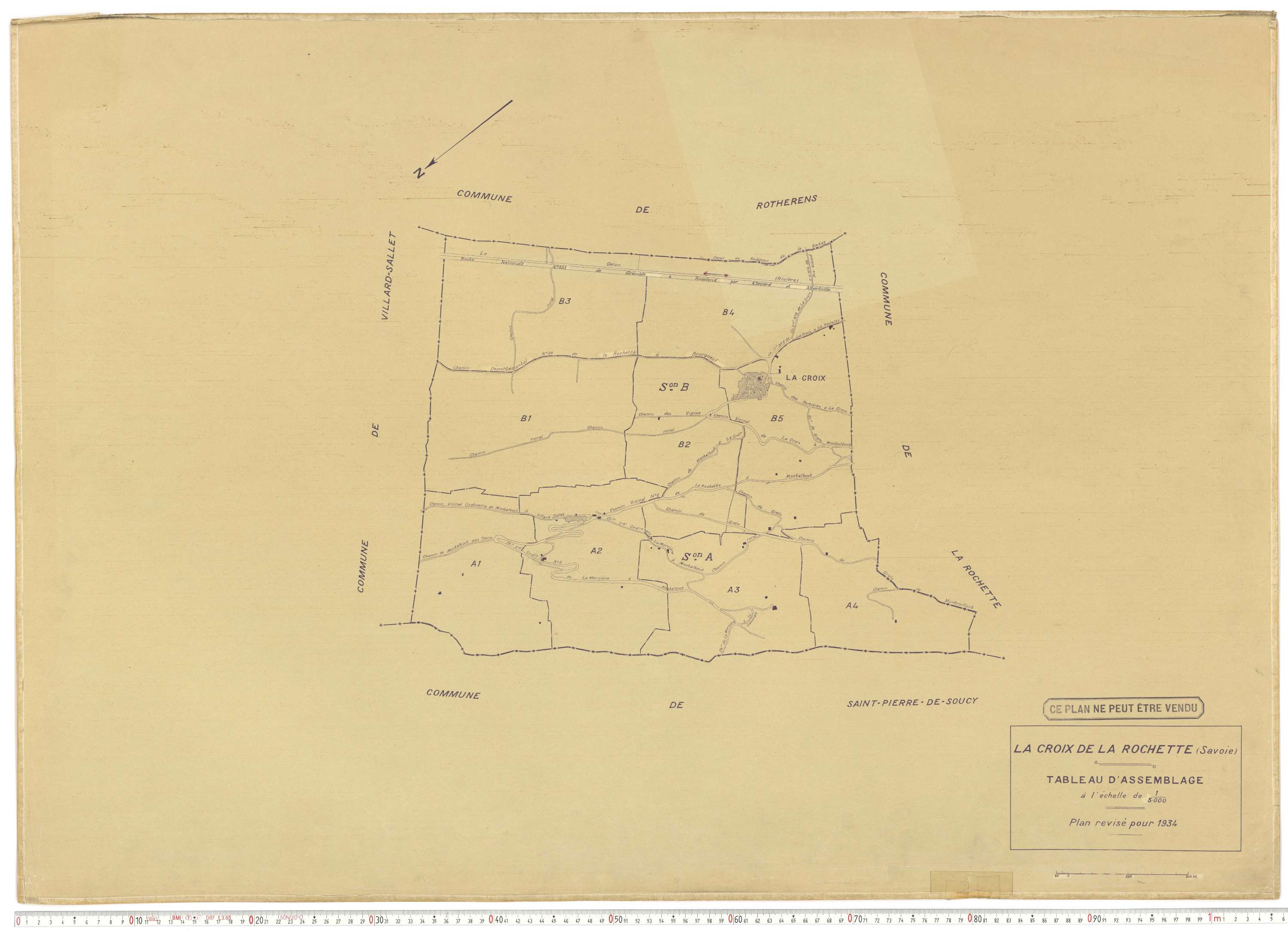 La Croix-de-la-Rochette - Plans cadastraux du cadastre rénové en 1934 et mis à jour en 1988.