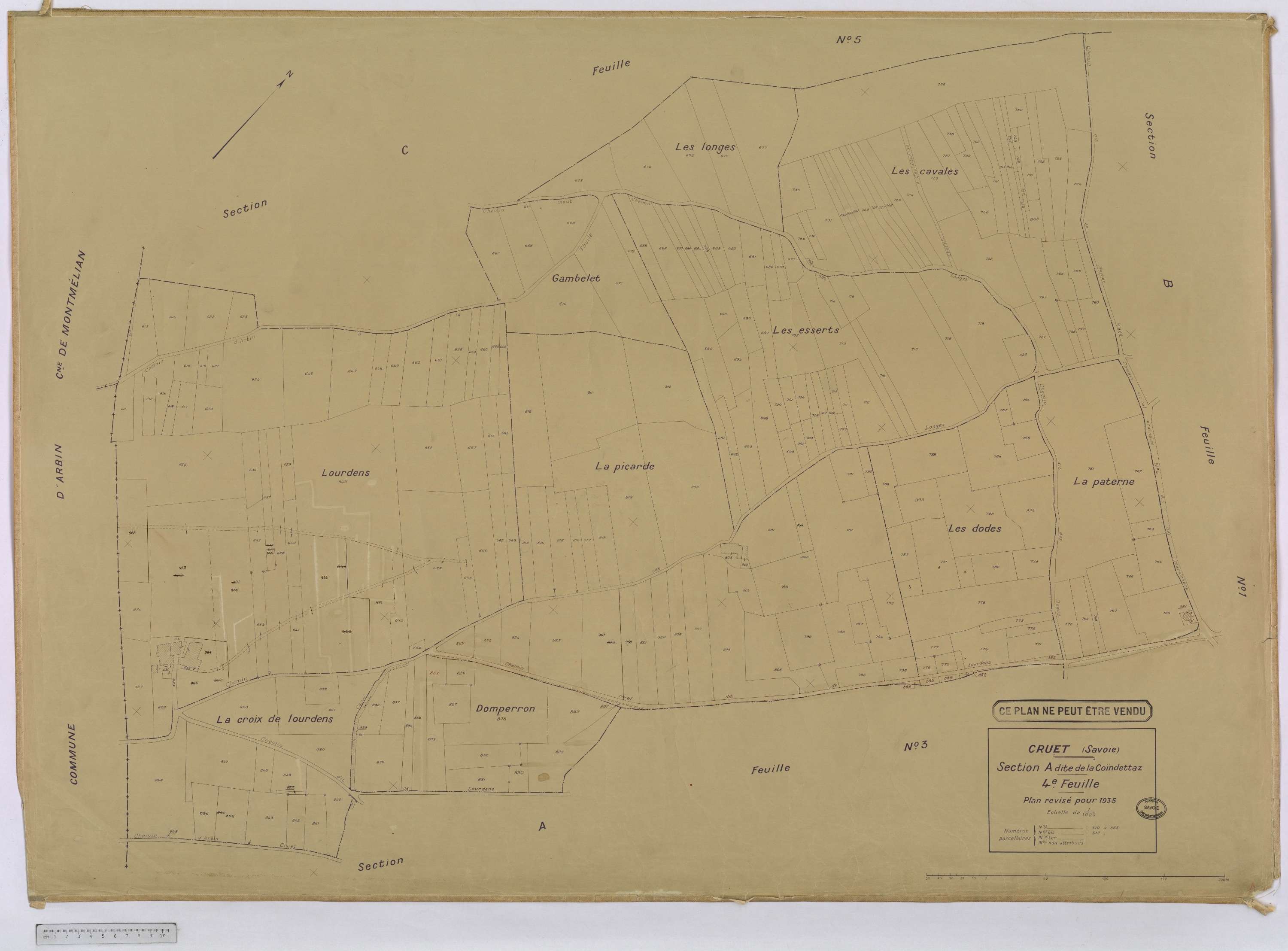 Cruet - Cadastre rénové, version définitive (1935).