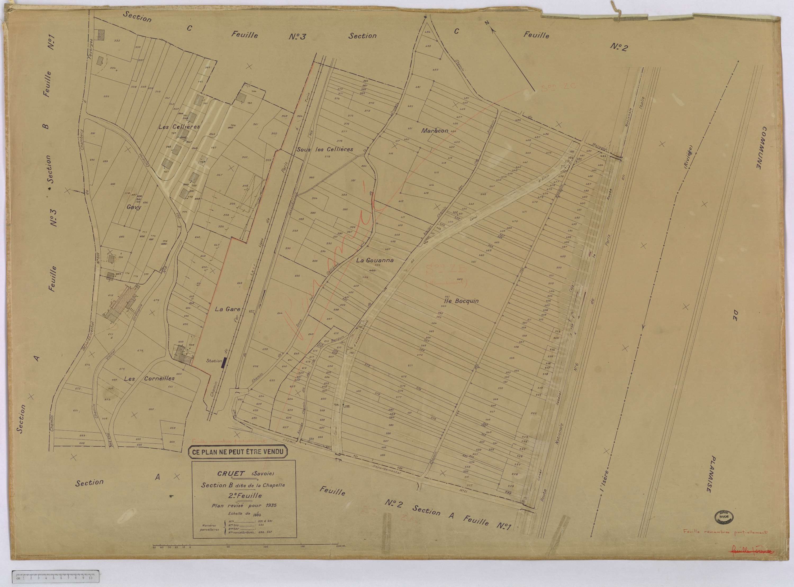 Cruet - Cadastre rénové, version définitive (1935).