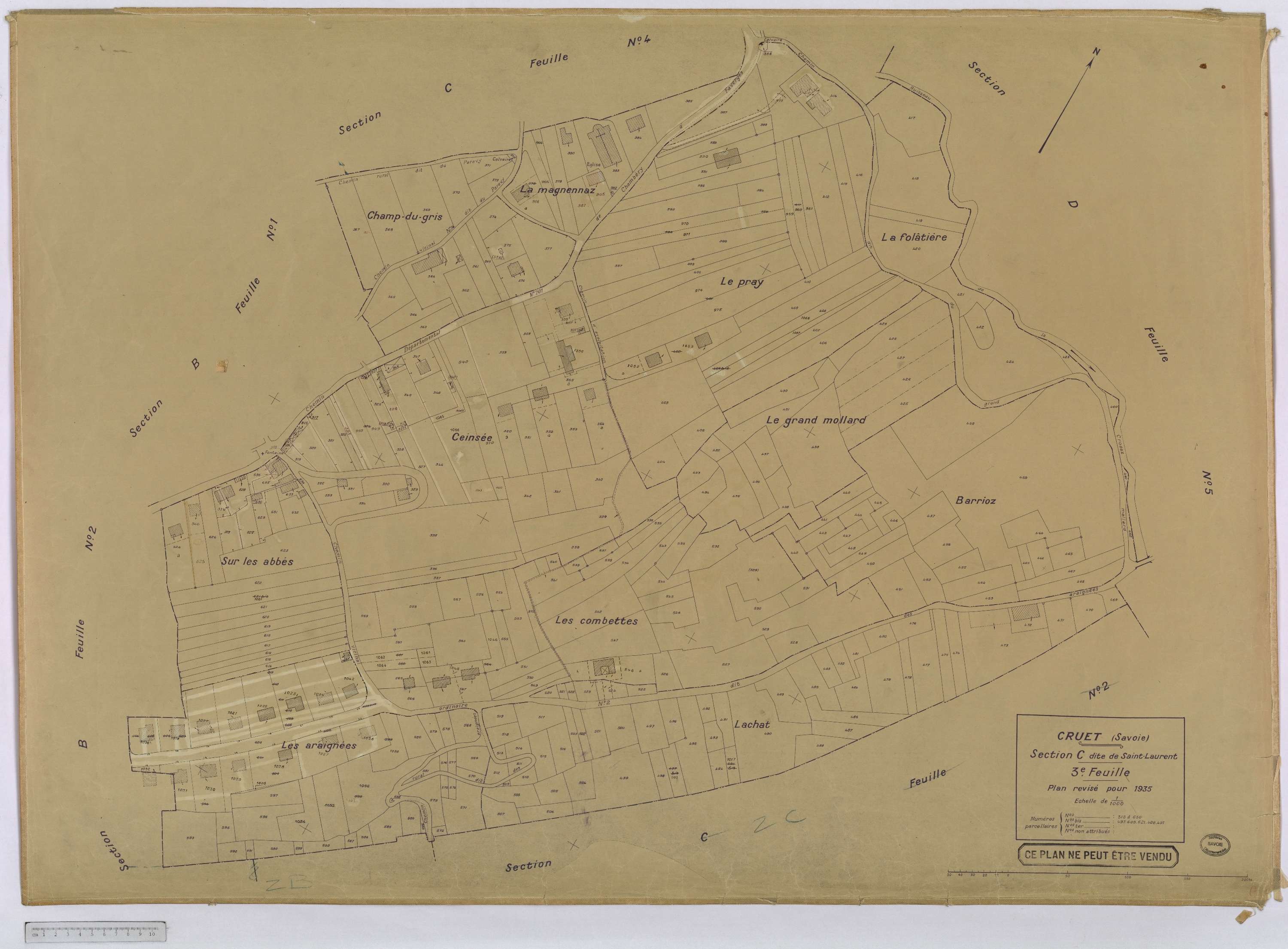 Cruet - Cadastre rénové, version définitive (1935).