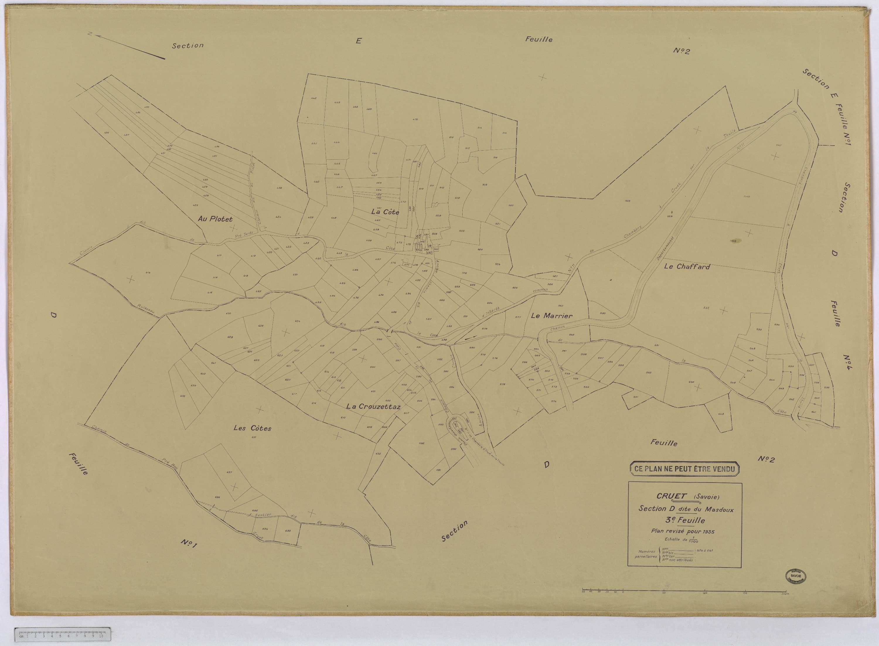 Cruet - Cadastre rénové, version définitive (1935).