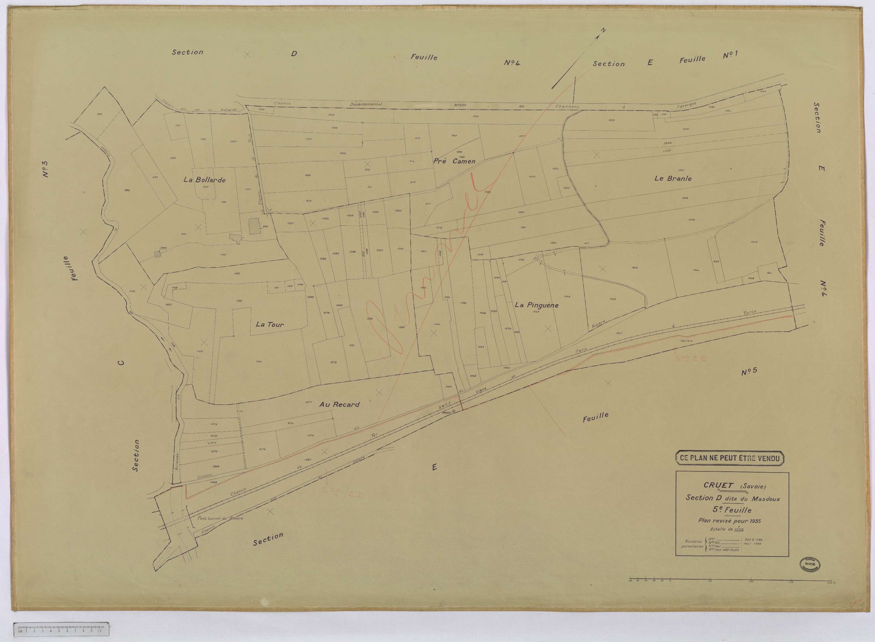 Cruet - Cadastre rénové, version définitive (1935).