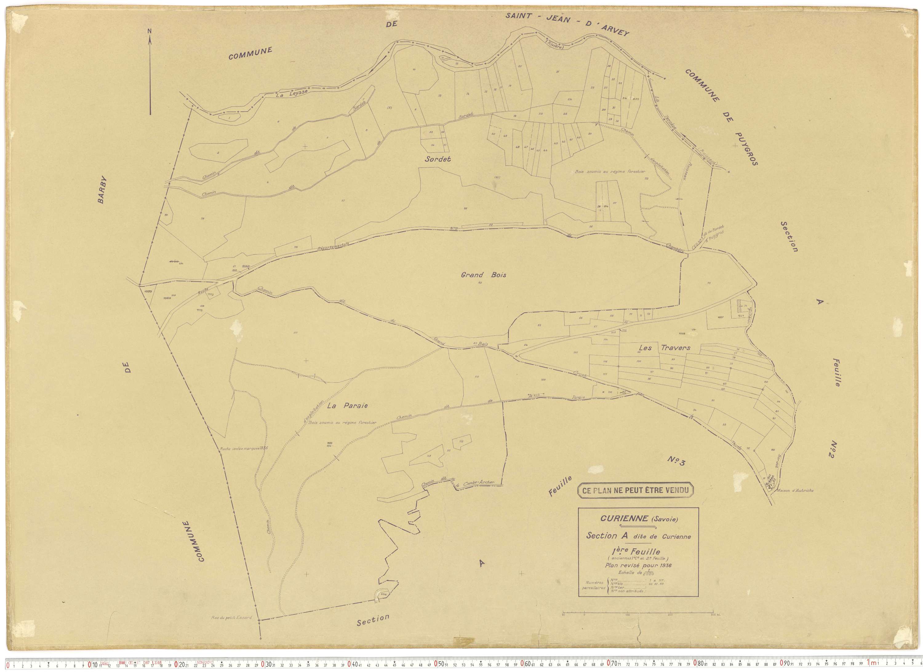 Curienne - Plans cadastraux du cadastre rénové en 1936 et mis à jour en 1988.