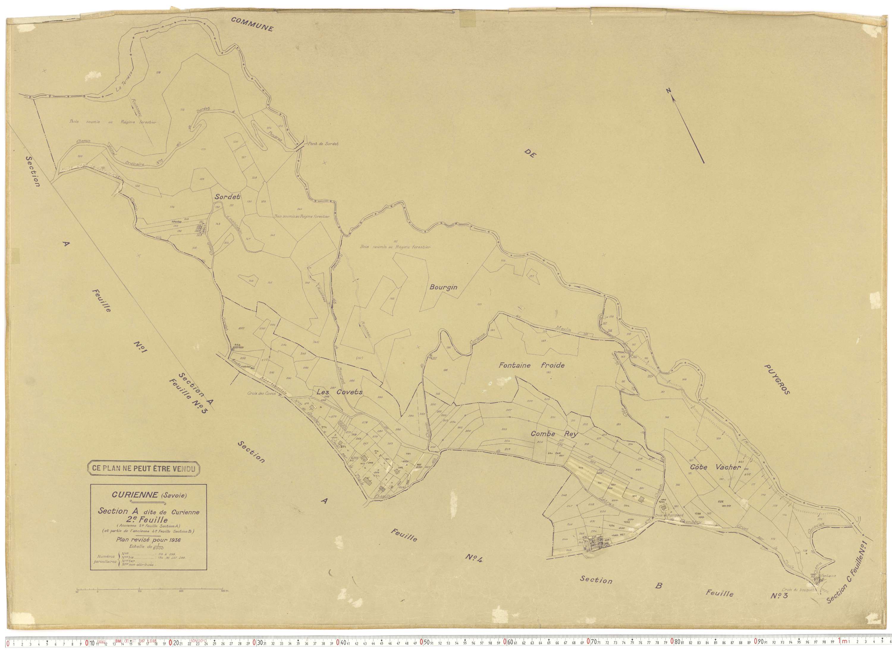 Curienne - Plans cadastraux du cadastre rénové en 1936 et mis à jour en 1988.