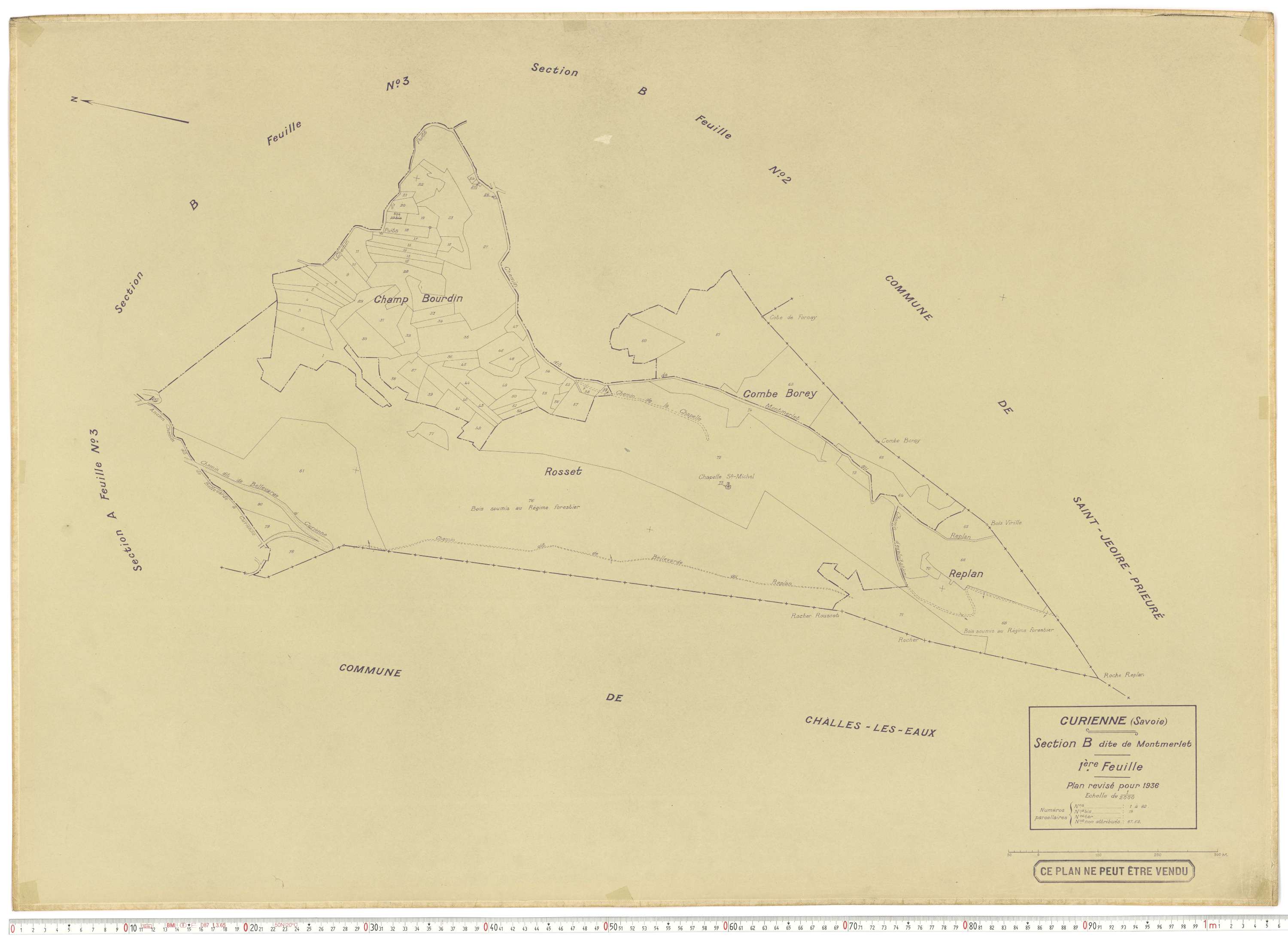 Curienne - Plans cadastraux du cadastre rénové en 1936 et mis à jour en 1988.