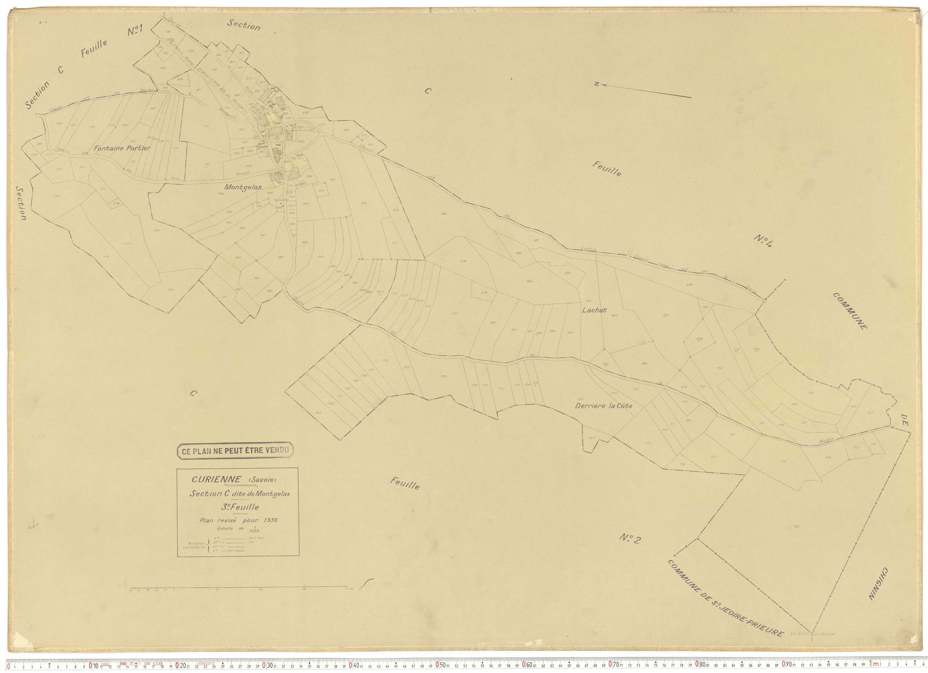 Curienne - Plans cadastraux du cadastre rénové en 1936 et mis à jour en 1988.