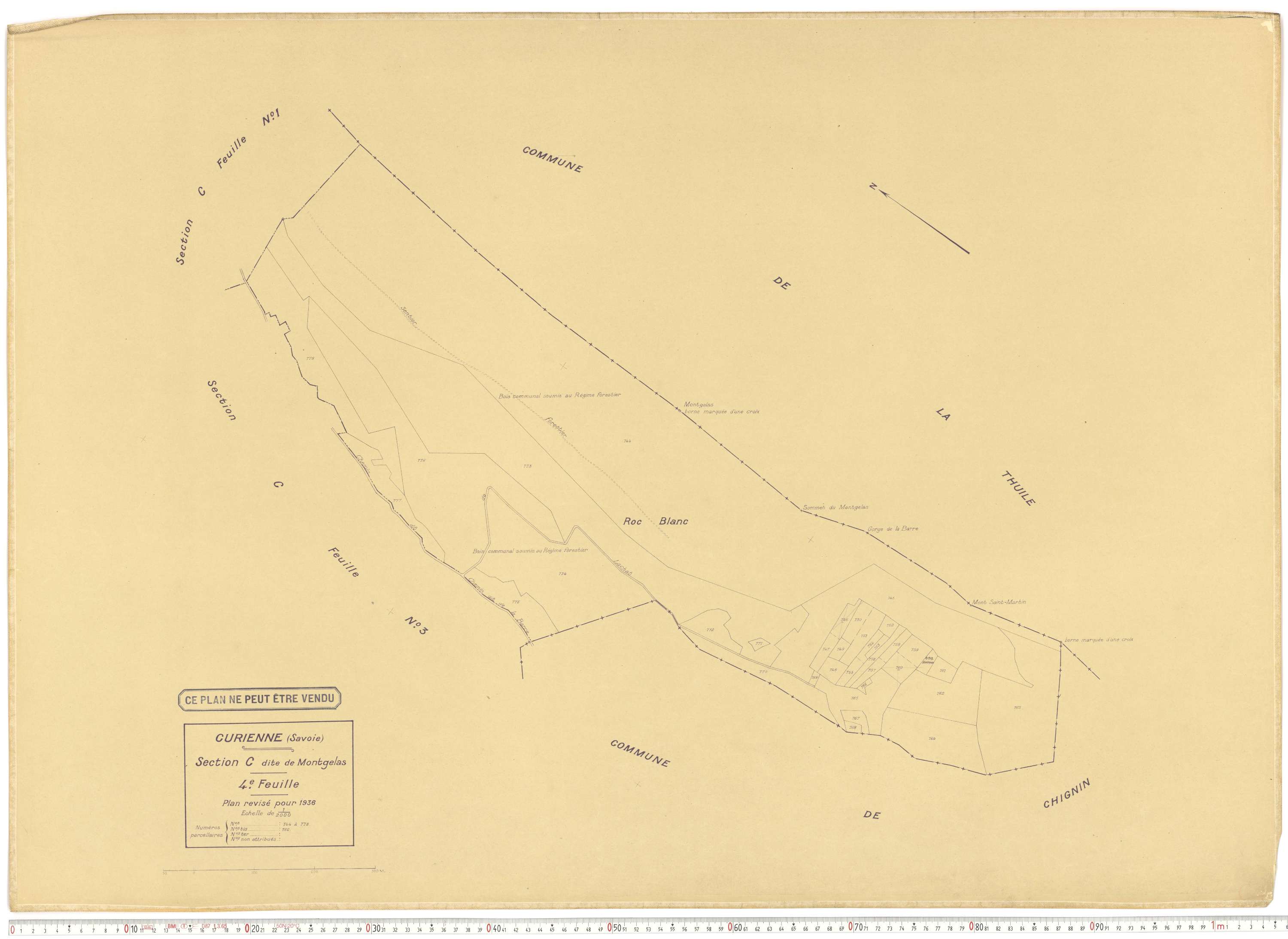 Curienne - Plans cadastraux du cadastre rénové en 1936 et mis à jour en 1988.