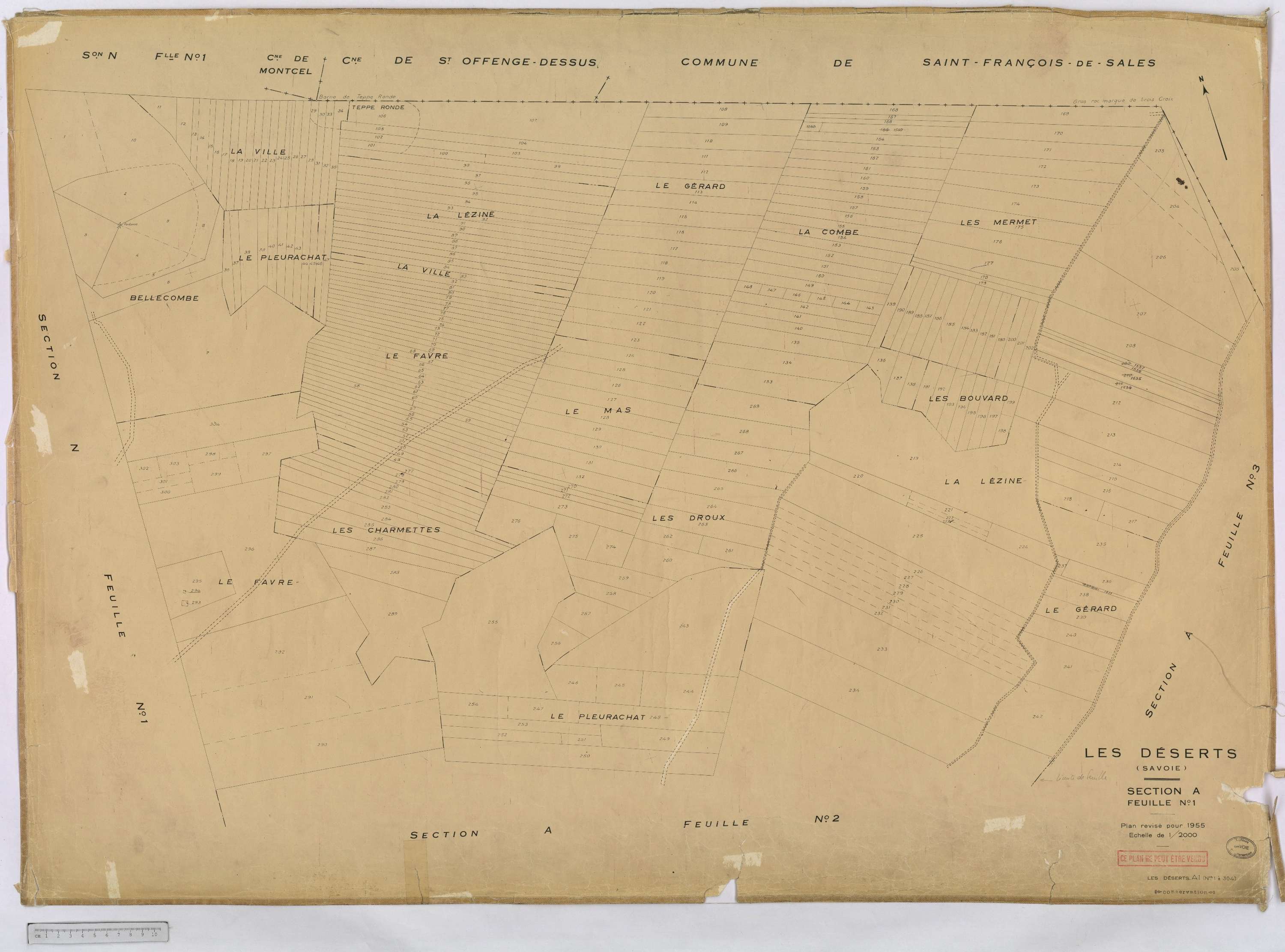 Déserts - Cadastre rénové, version définitive (1955).