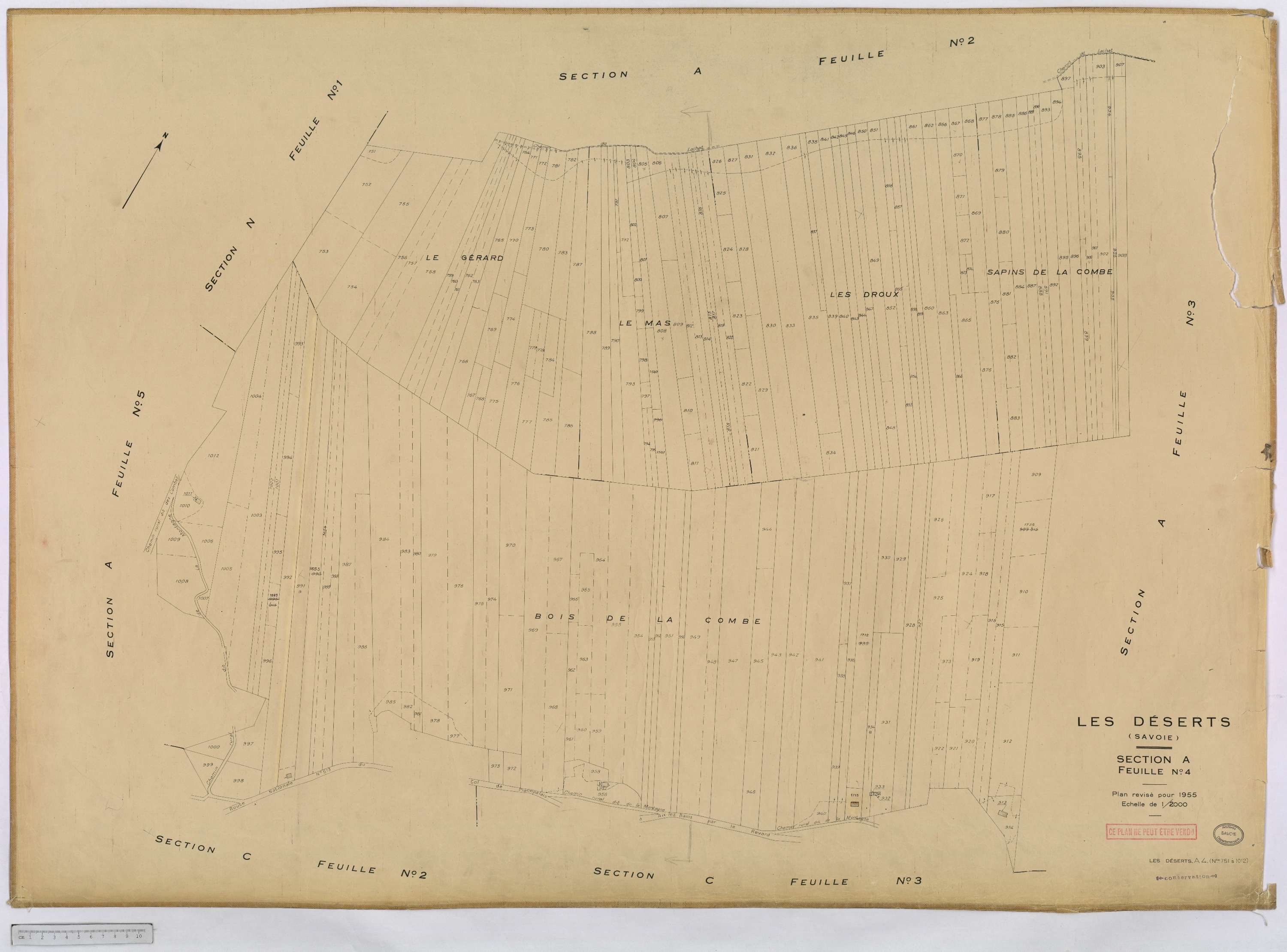 Déserts - Cadastre rénové, version définitive (1955).