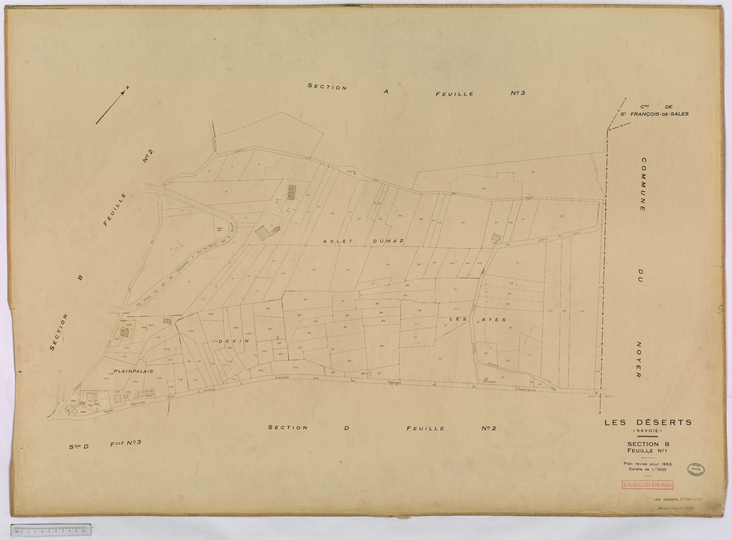 Déserts - Cadastre rénové, version définitive (1955).