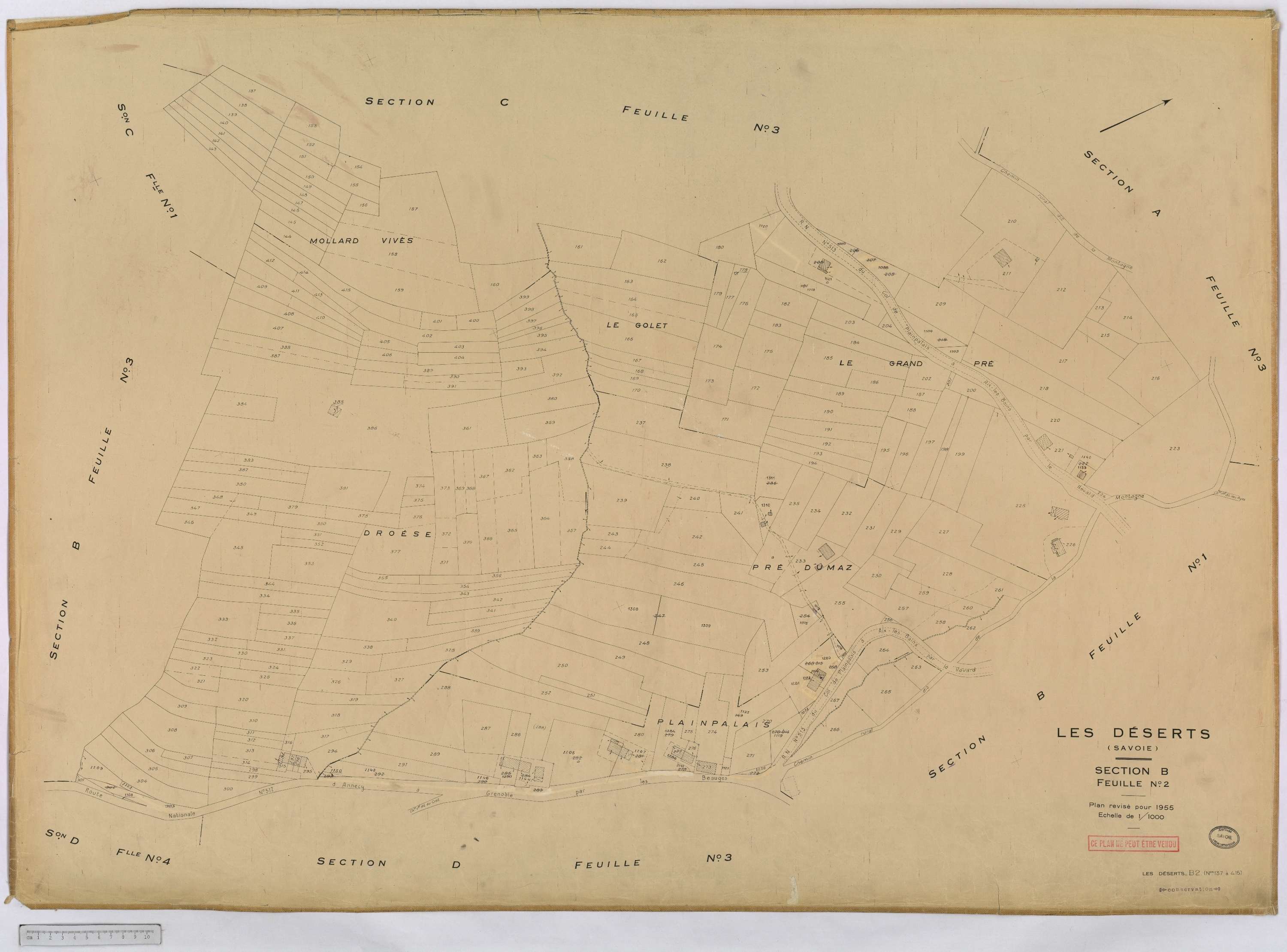 Déserts - Cadastre rénové, version définitive (1955).