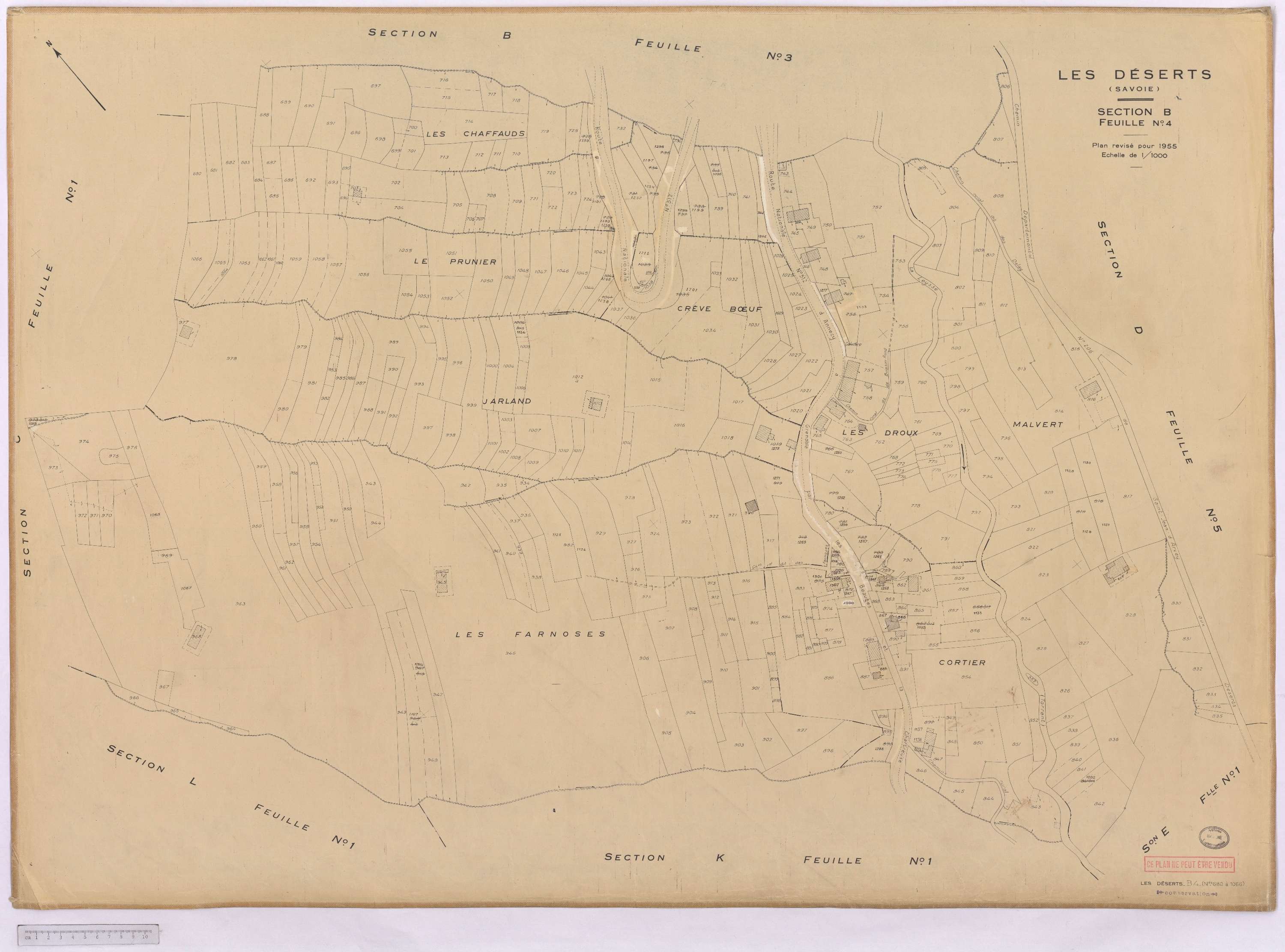 Déserts - Cadastre rénové, version définitive (1955).