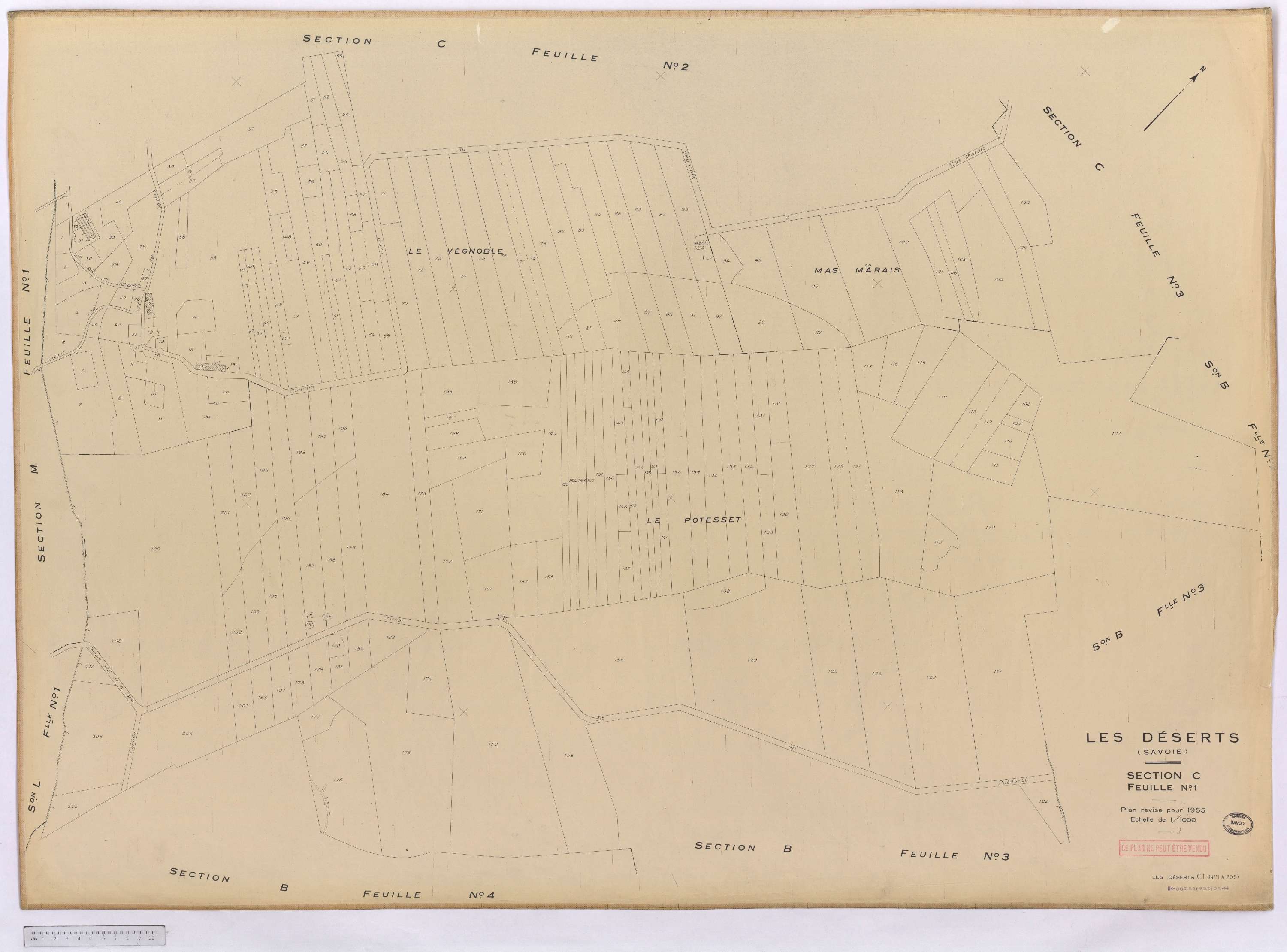 Déserts - Cadastre rénové, version définitive (1955).