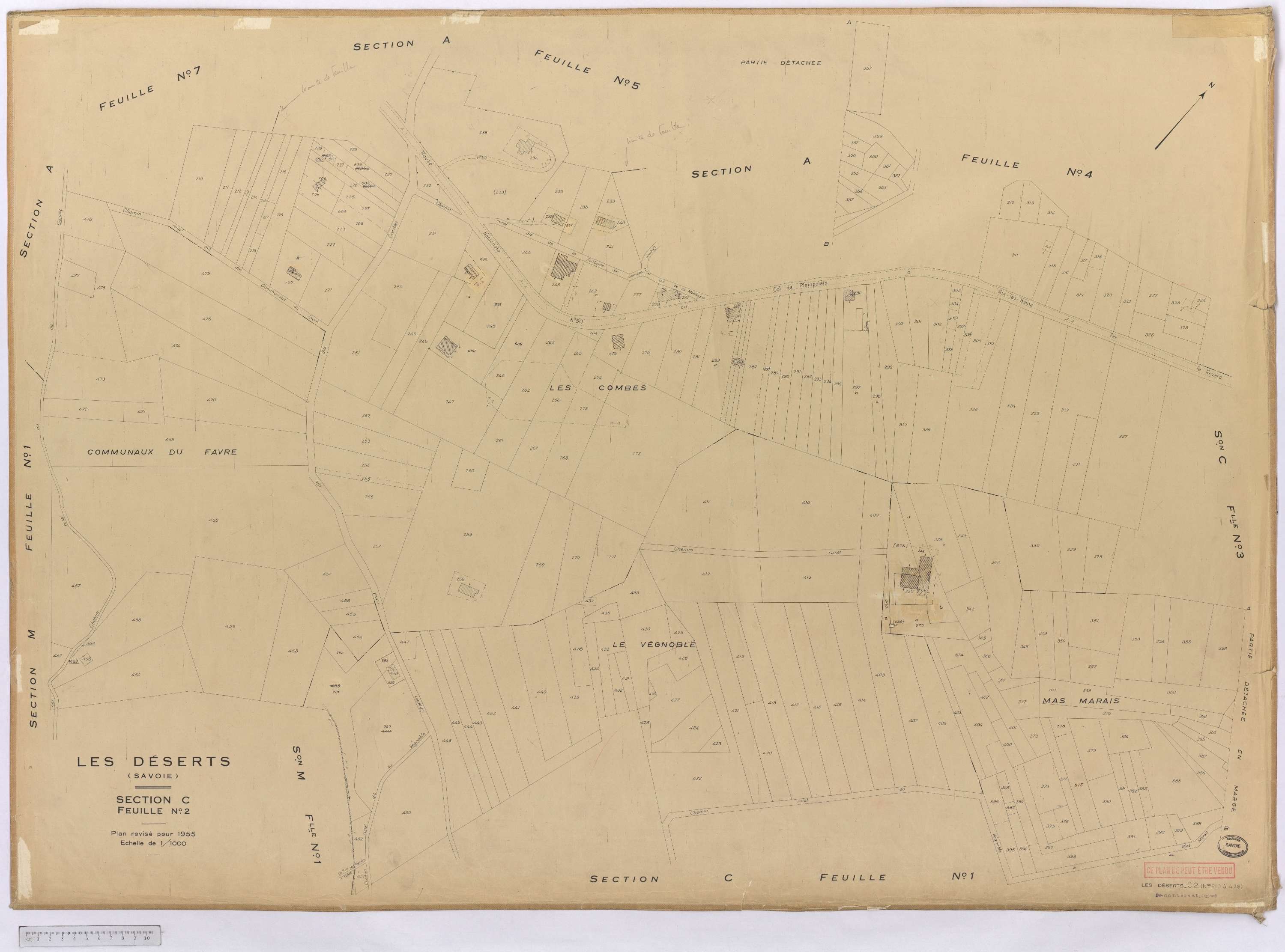 Déserts - Cadastre rénové, version définitive (1955).