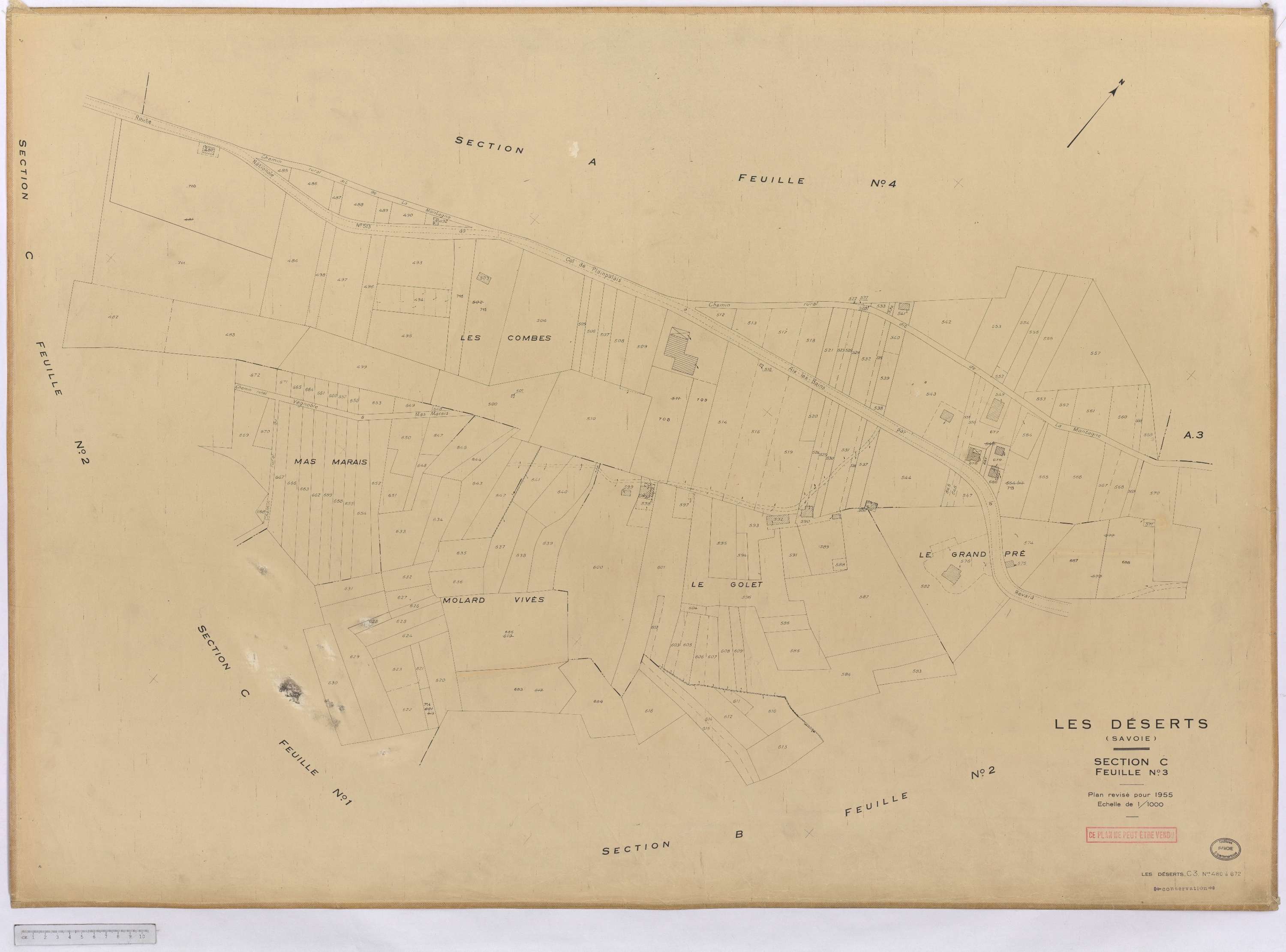 Déserts - Cadastre rénové, version définitive (1955).