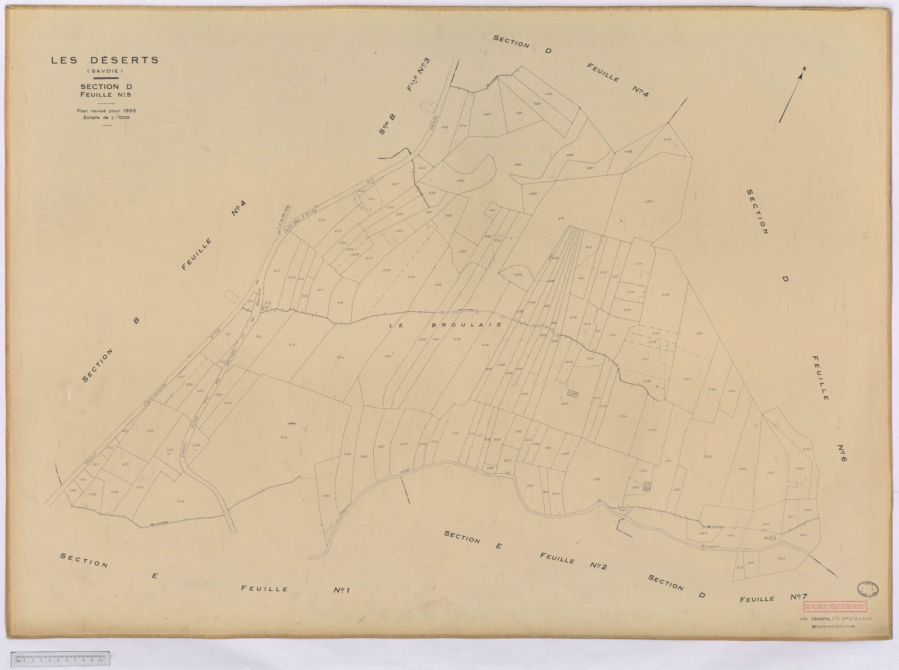Déserts - Cadastre rénové, version définitive (1955).