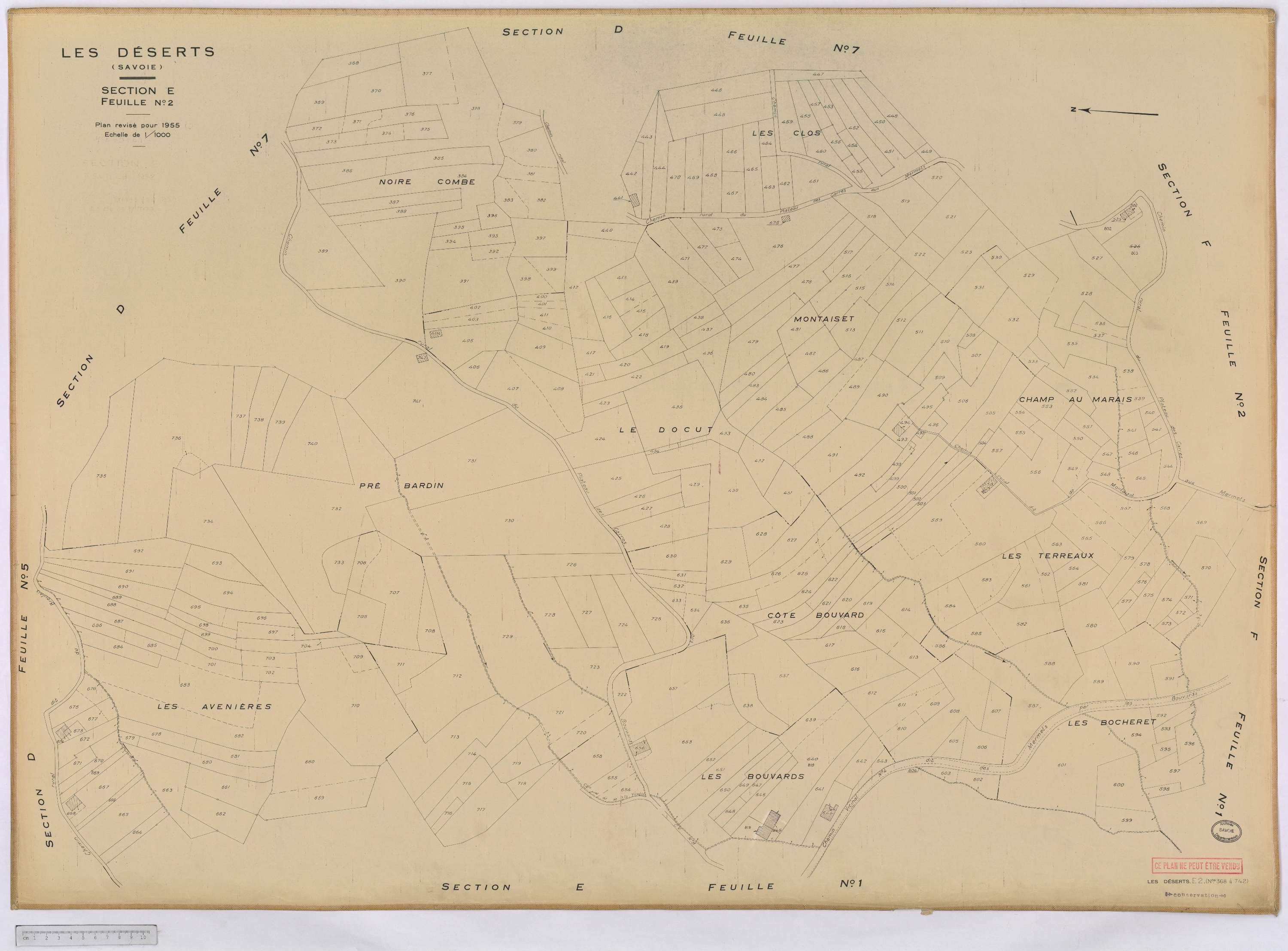 Déserts - Cadastre rénové, version définitive (1955).