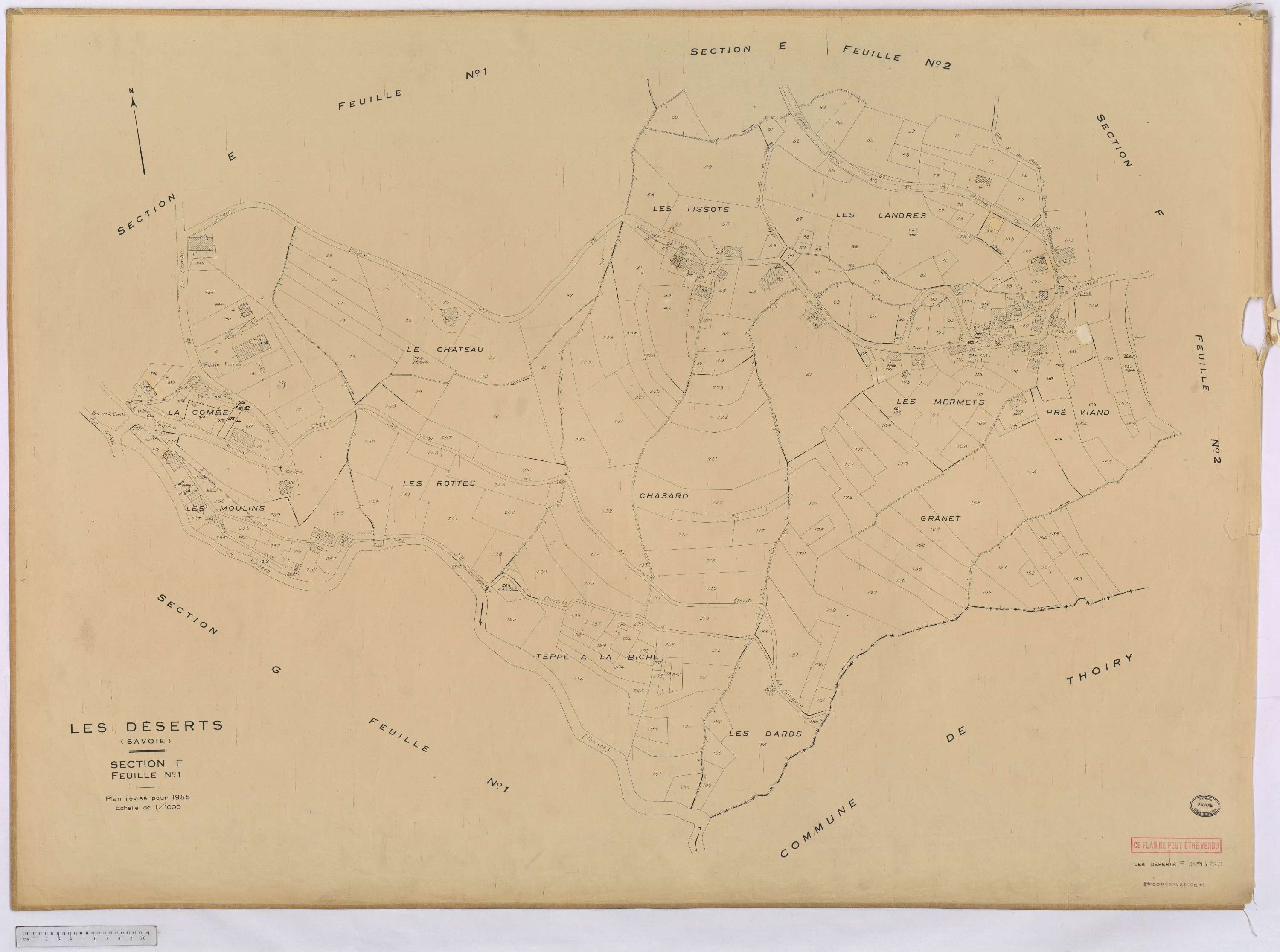 Déserts - Cadastre rénové, version définitive (1955).