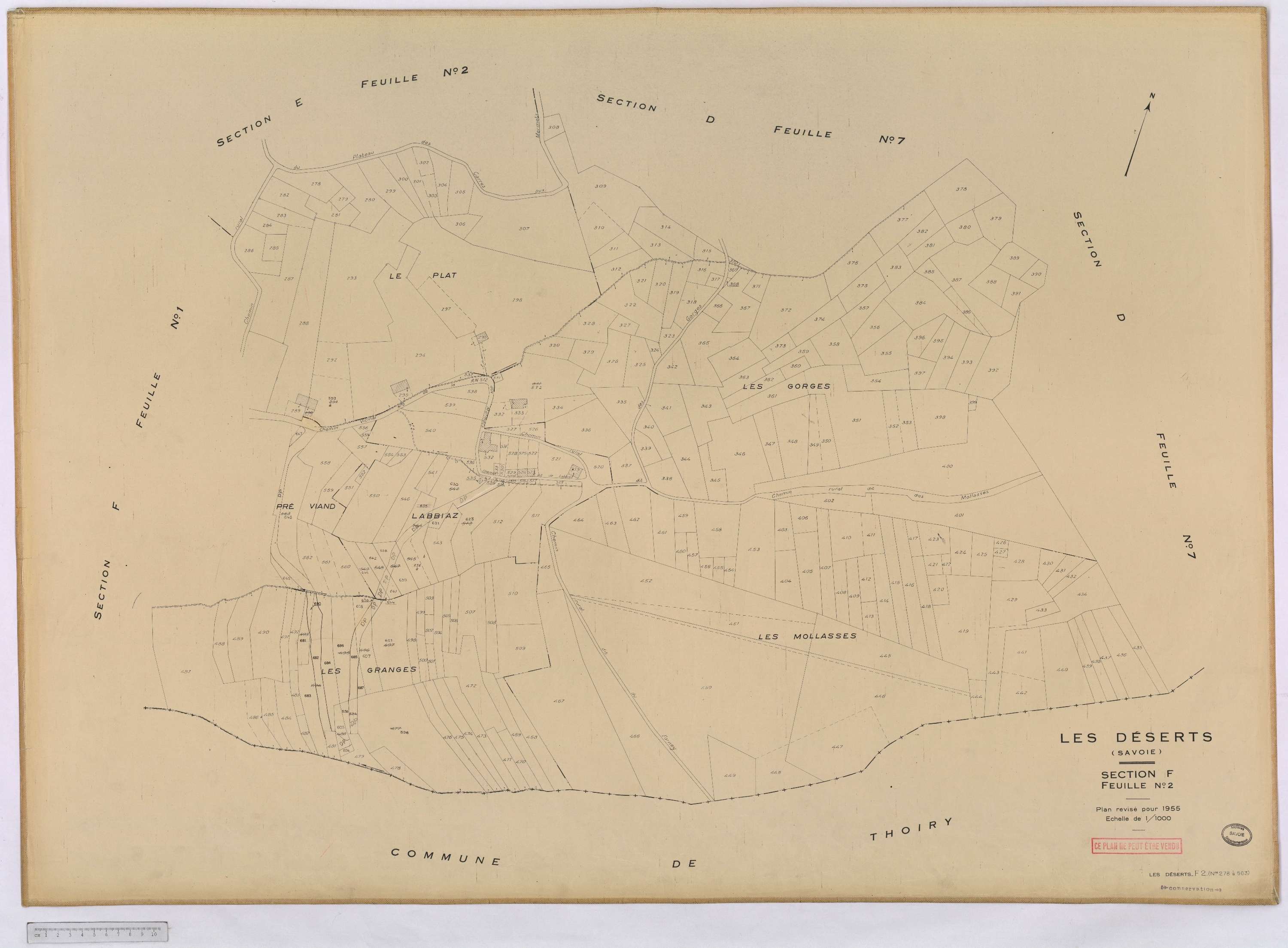 Déserts - Cadastre rénové, version définitive (1955).