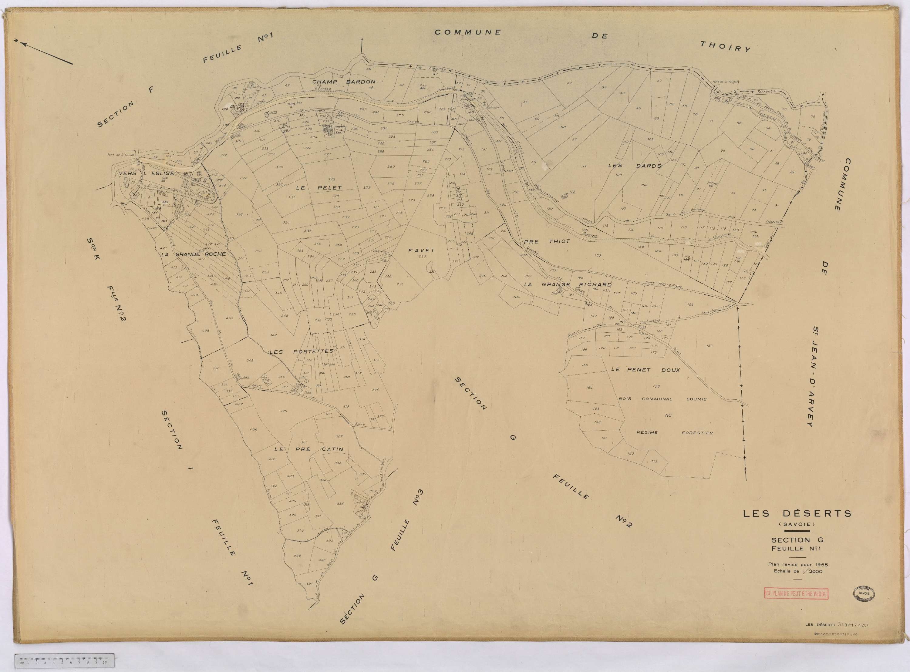 Déserts - Cadastre rénové, version définitive (1955).