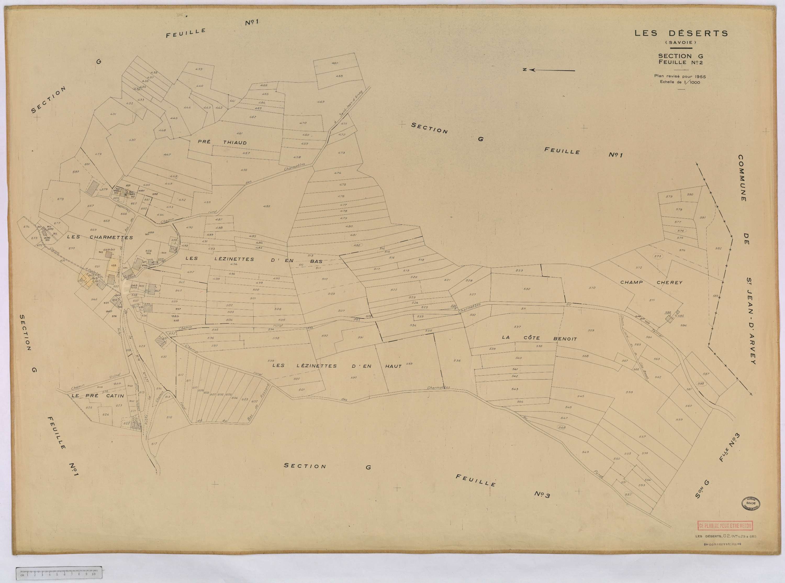 Déserts - Cadastre rénové, version définitive (1955).