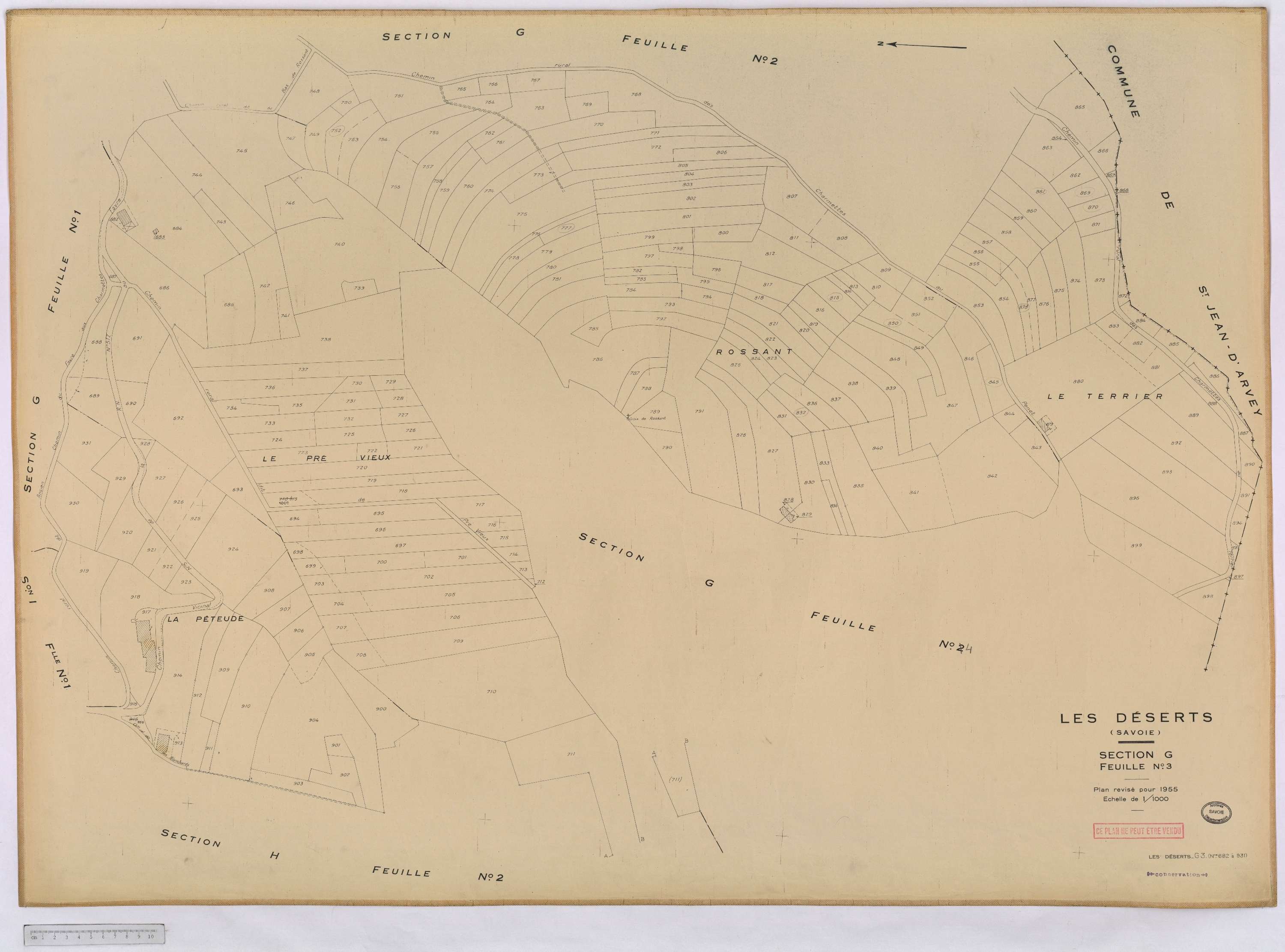 Déserts - Cadastre rénové, version définitive (1955).