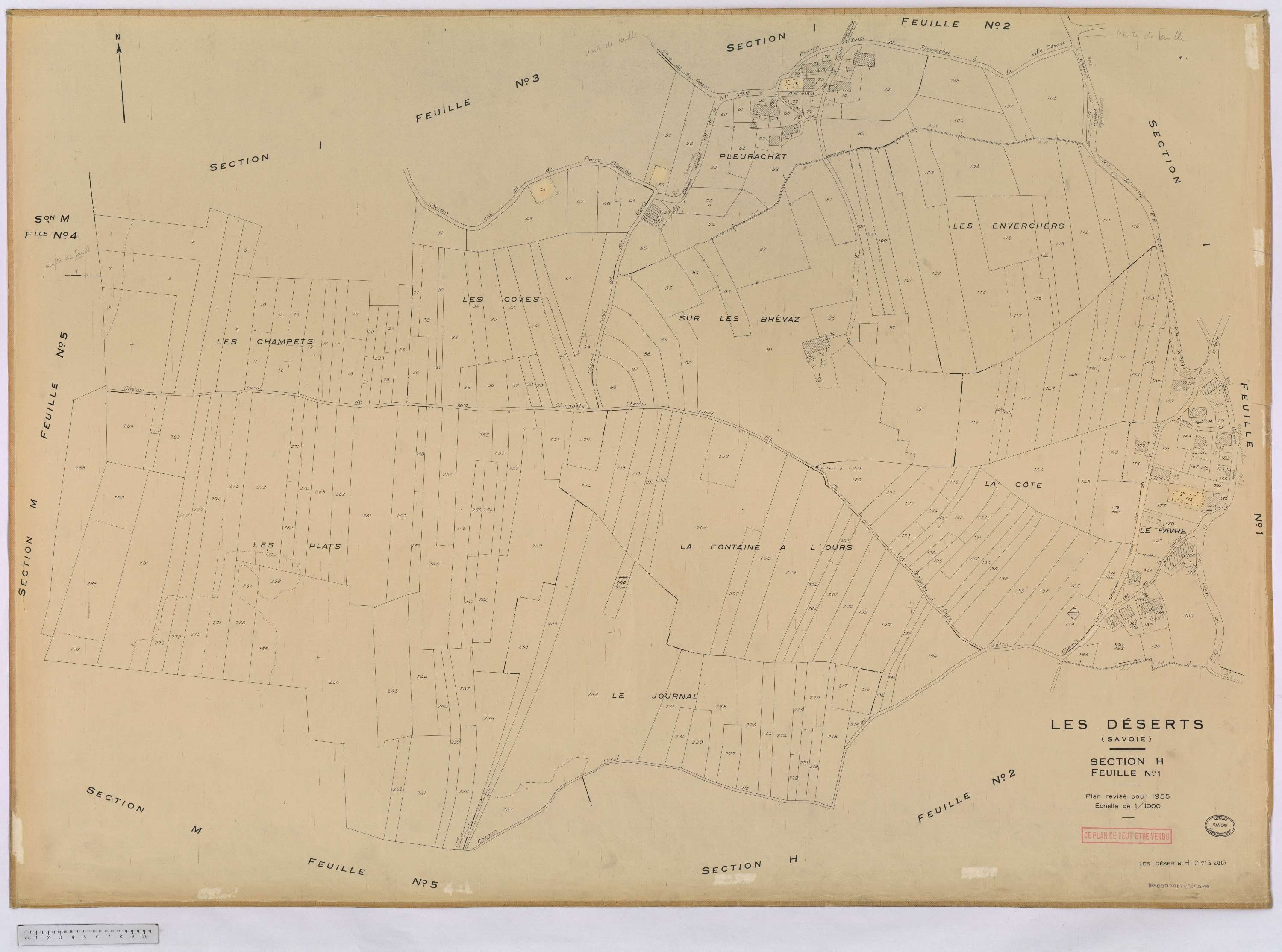Déserts - Cadastre rénové, version définitive (1955).