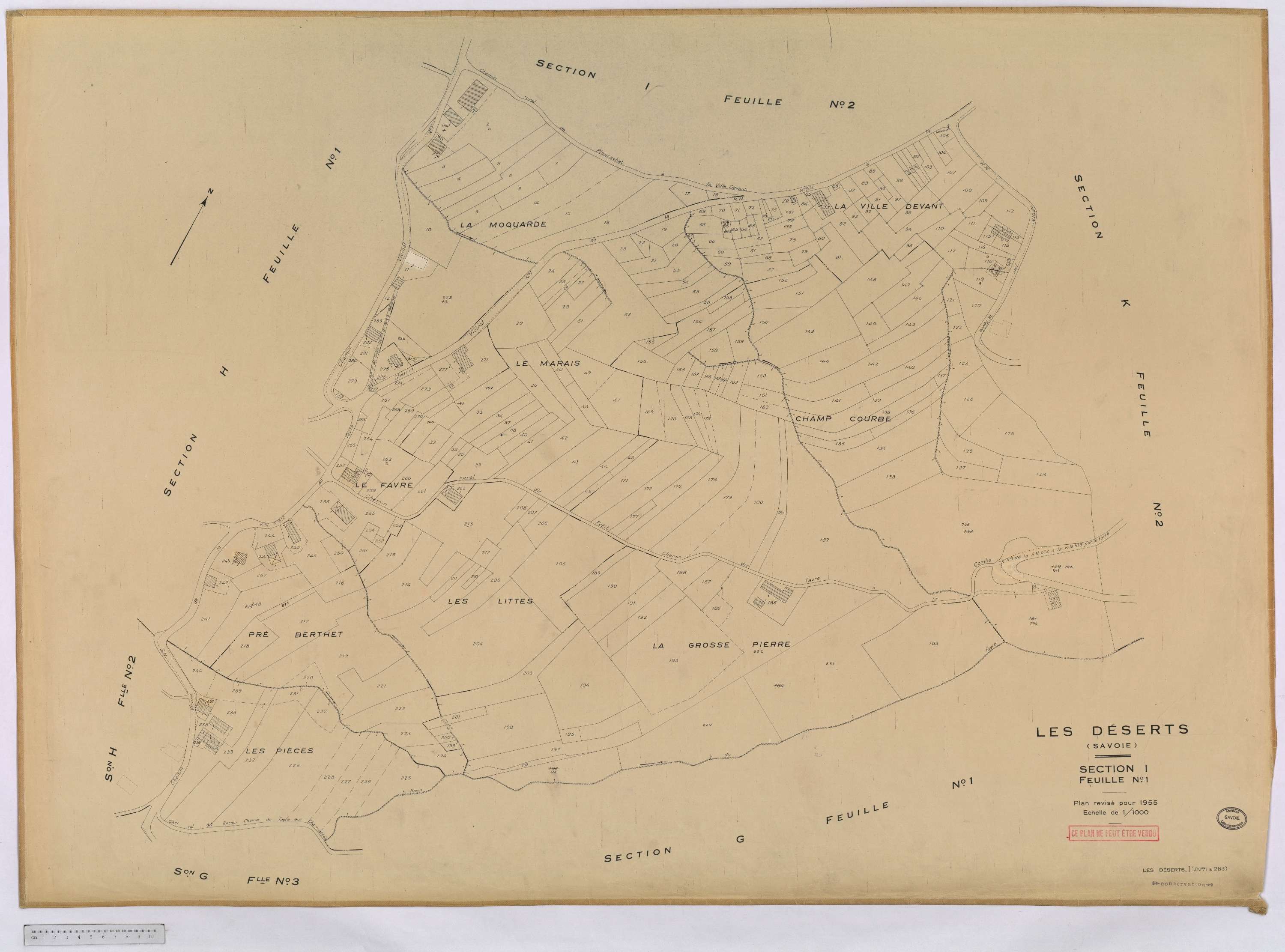 Déserts - Cadastre rénové, version définitive (1955).