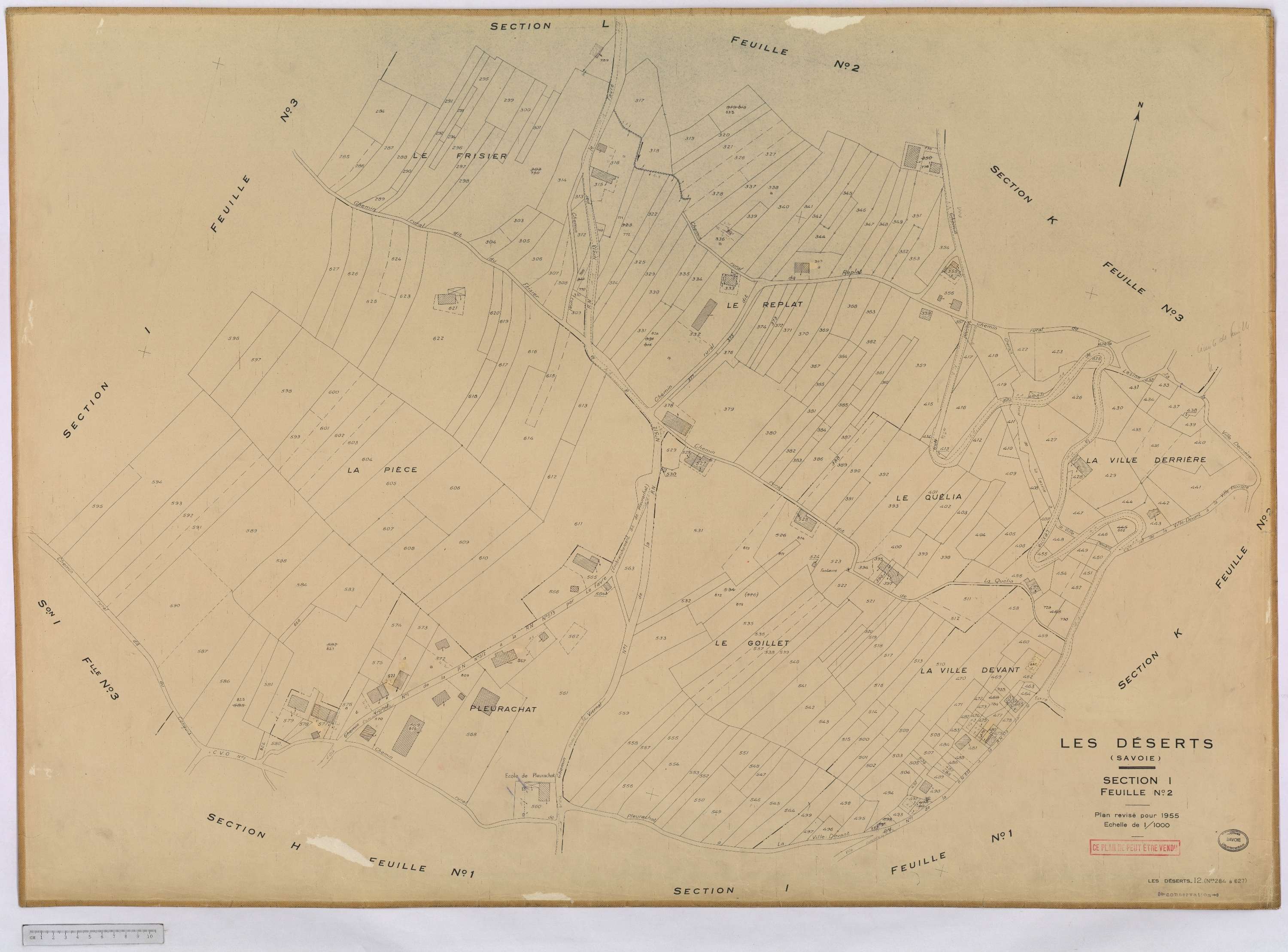 Déserts - Cadastre rénové, version définitive (1955).