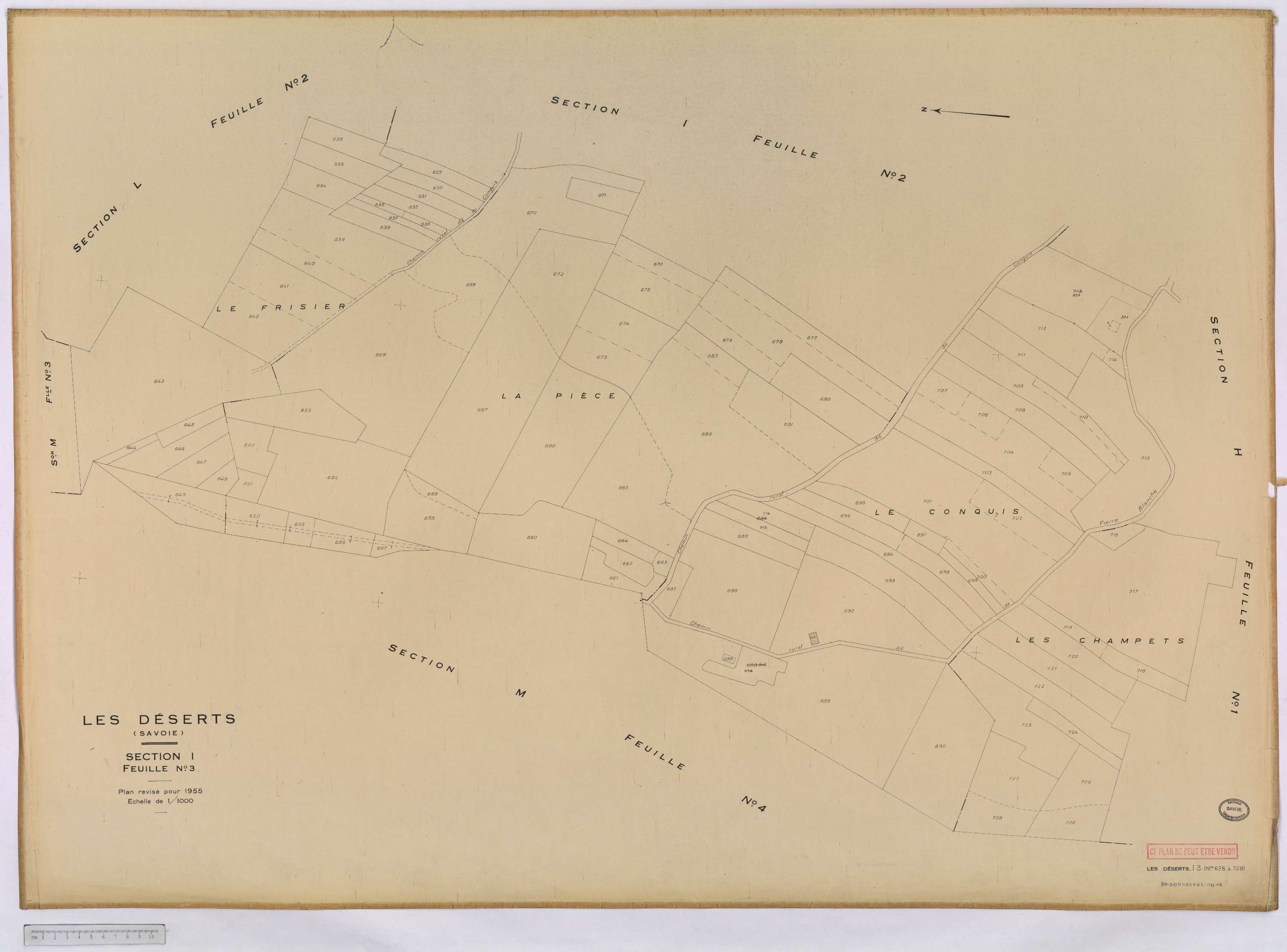 Déserts - Cadastre rénové, version définitive (1955).
