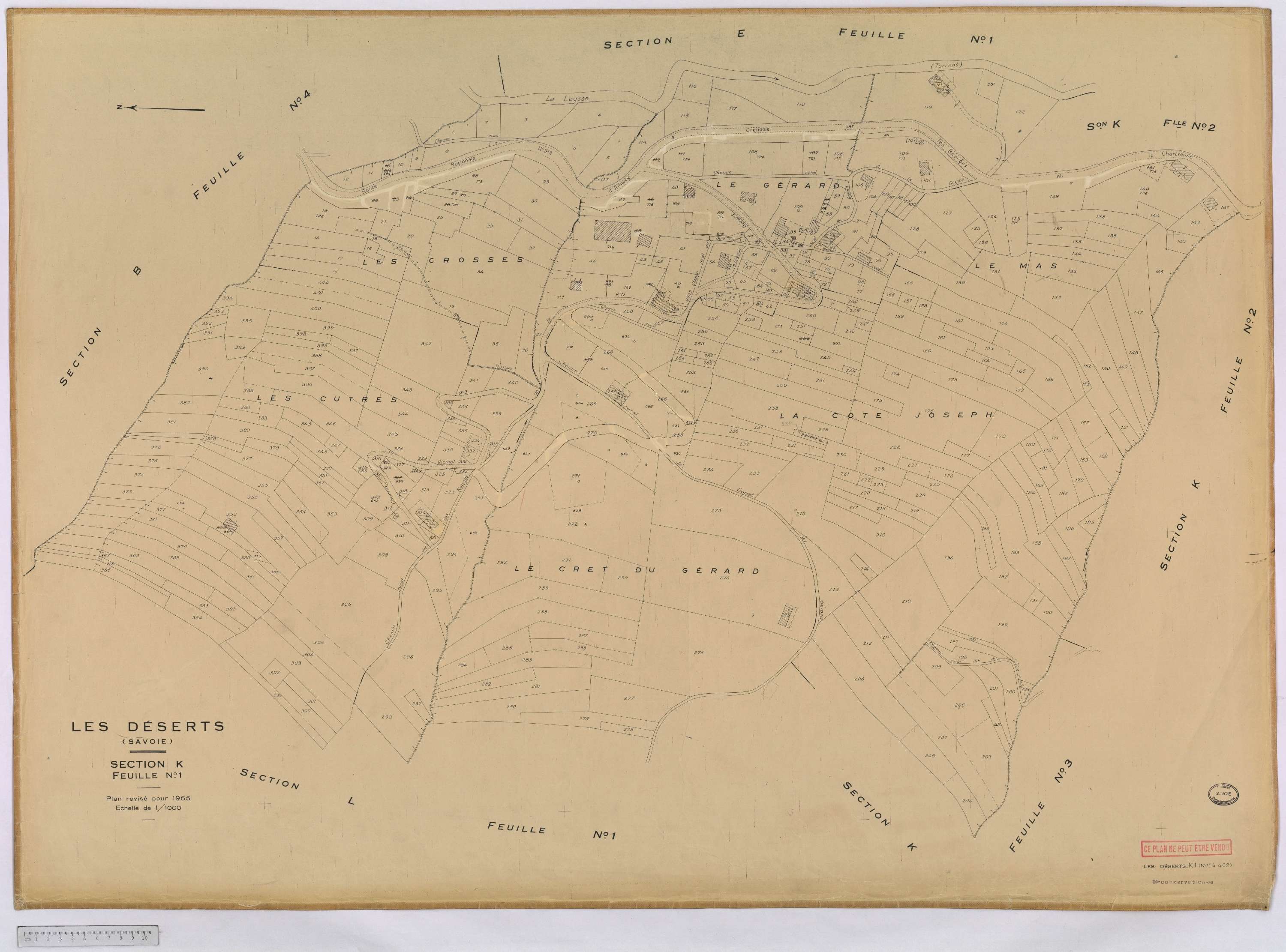 Déserts - Cadastre rénové, version définitive (1955).