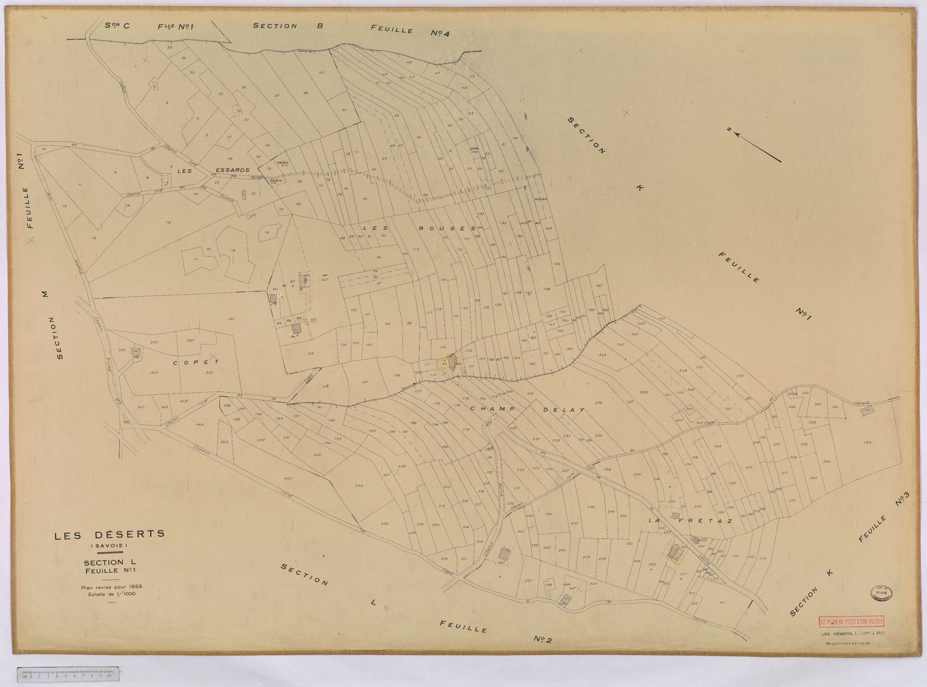 Déserts - Cadastre rénové, version définitive (1955).