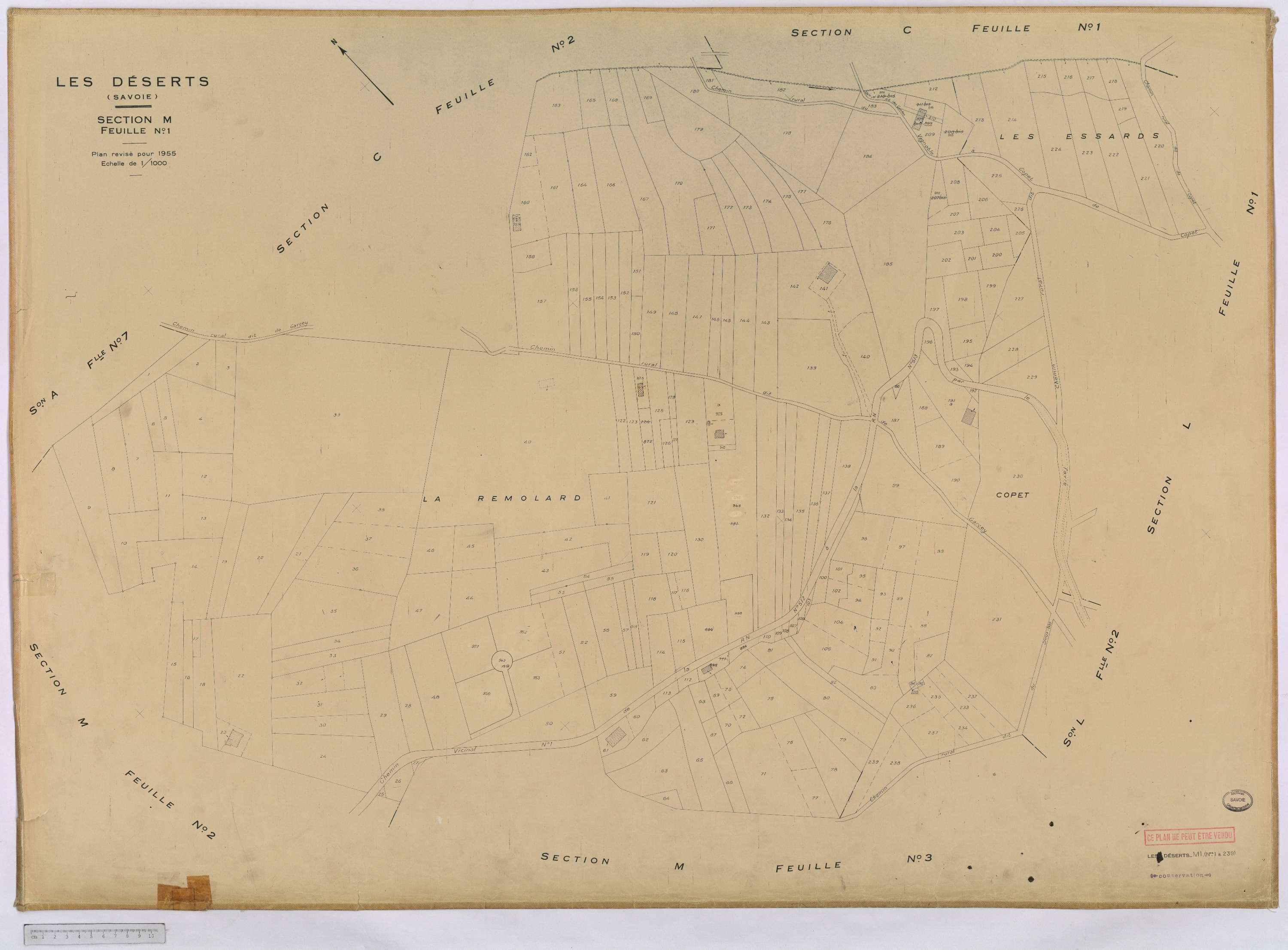 Déserts - Cadastre rénové, version définitive (1955).
