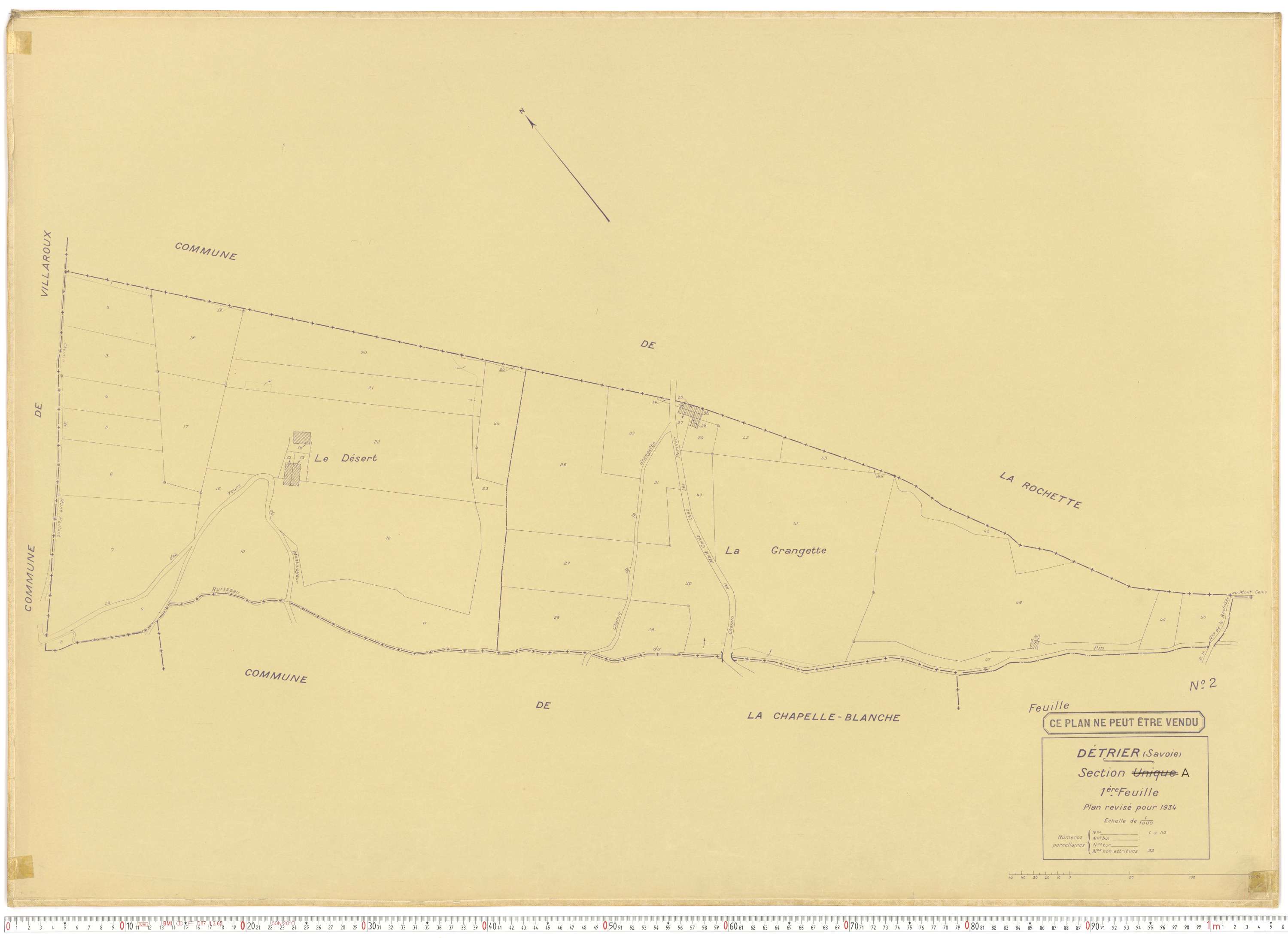 Détrier - Plans cadastraux du cadastre rénové en 1934 et mis à jour en 1988.