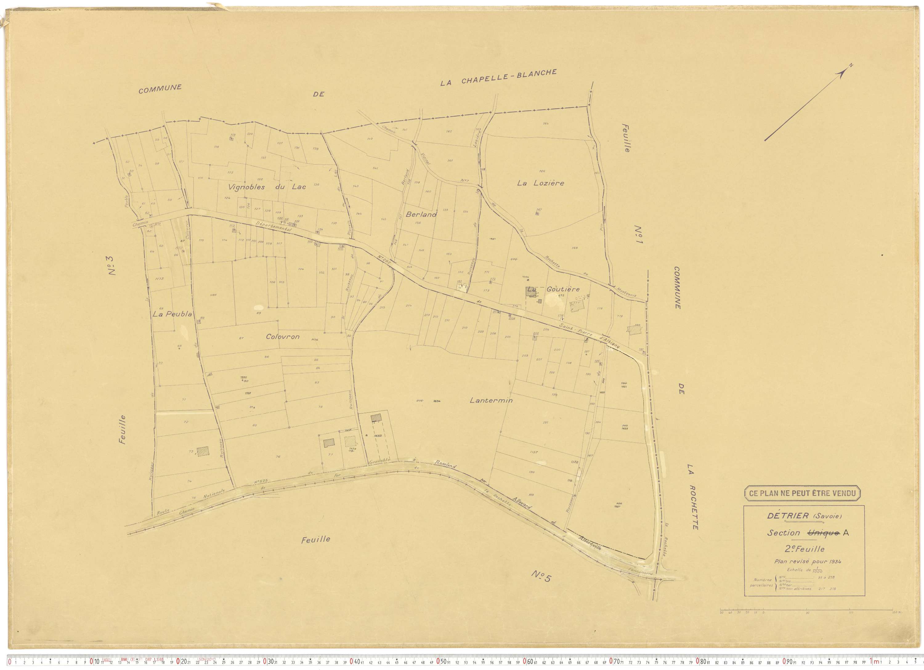 Détrier - Plans cadastraux du cadastre rénové en 1934 et mis à jour en 1988.