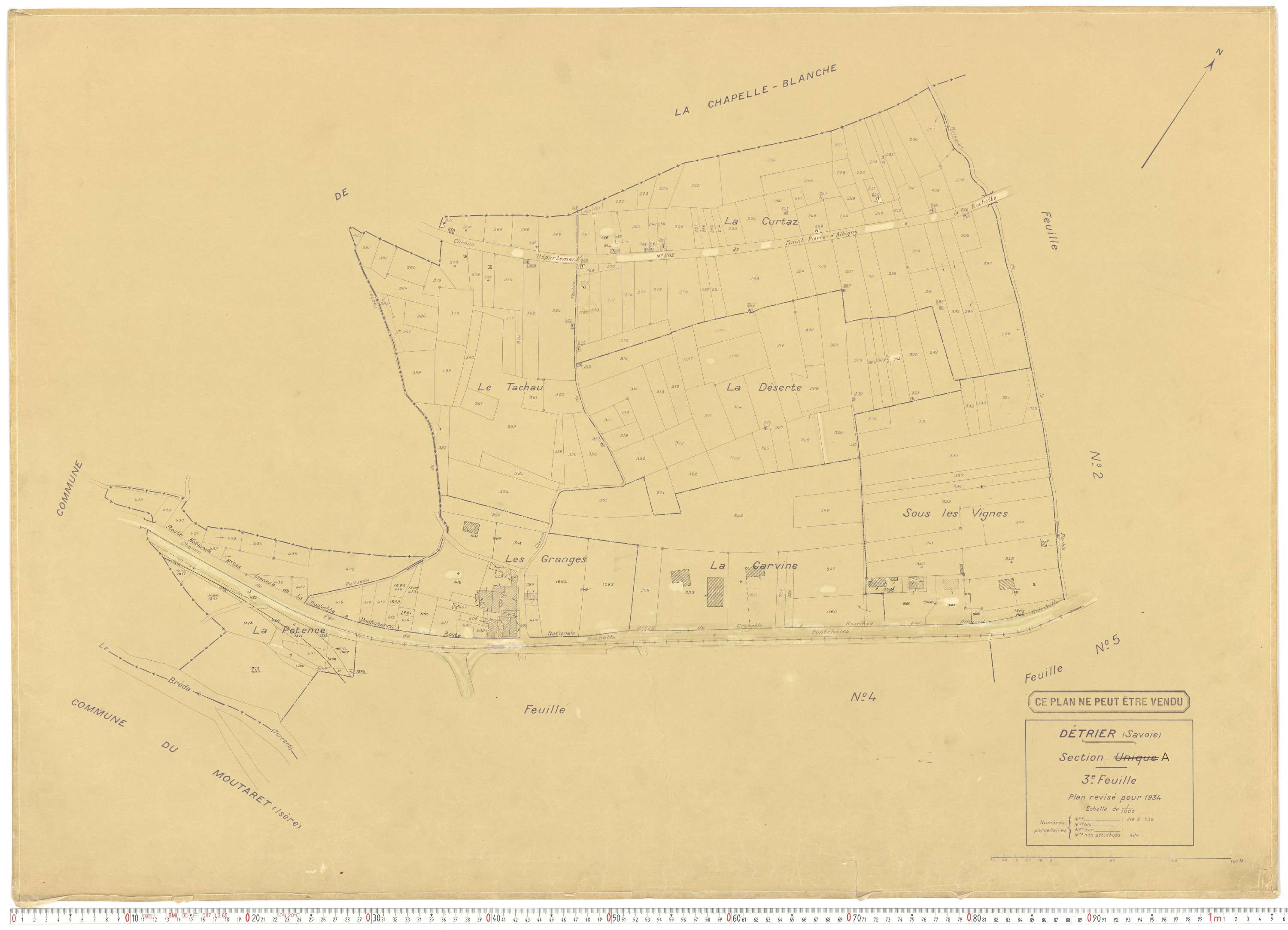 Détrier - Plans cadastraux du cadastre rénové en 1934 et mis à jour en 1988.