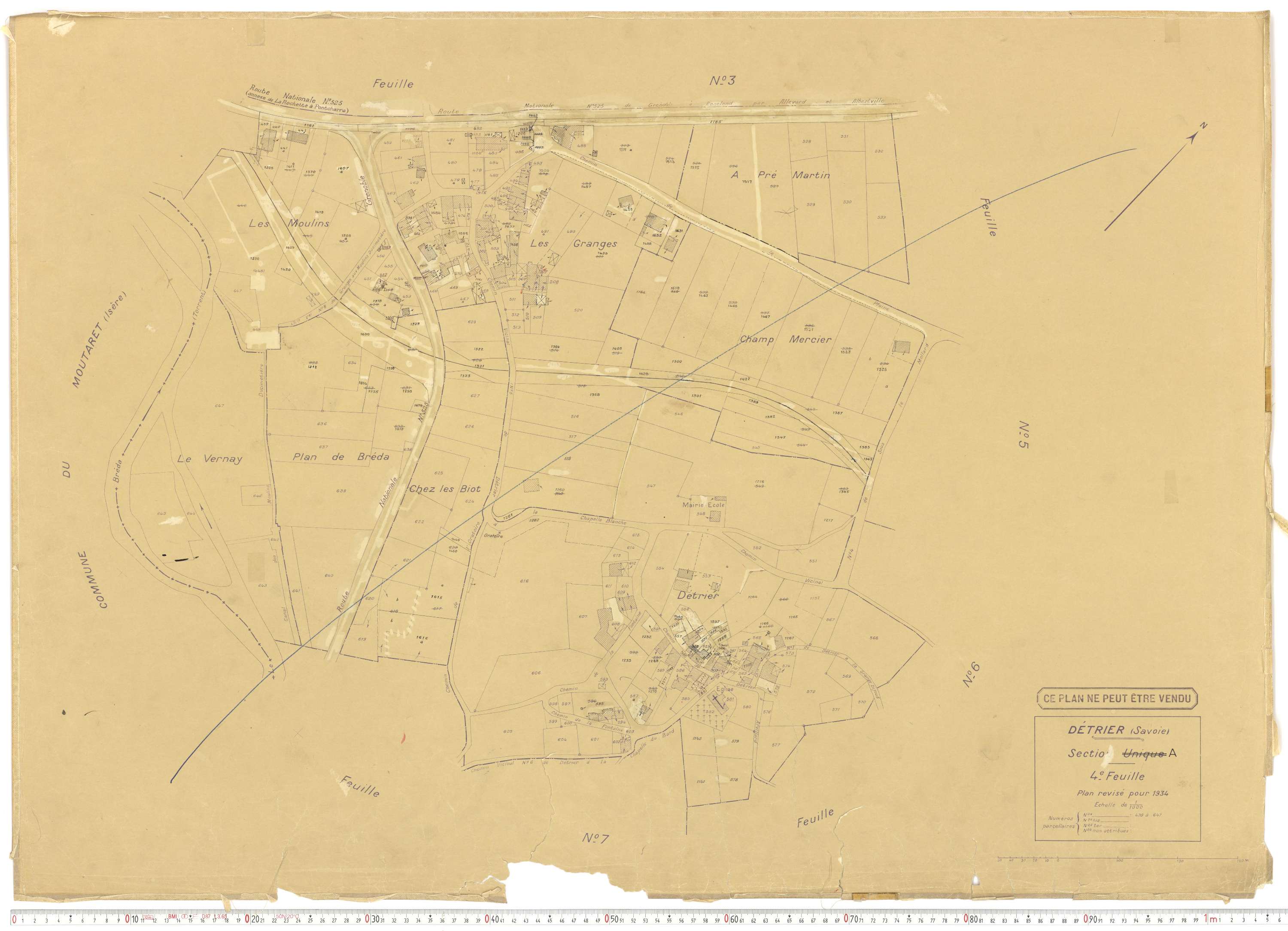 Détrier - Plans cadastraux du cadastre rénové en 1934 et mis à jour en 1988.