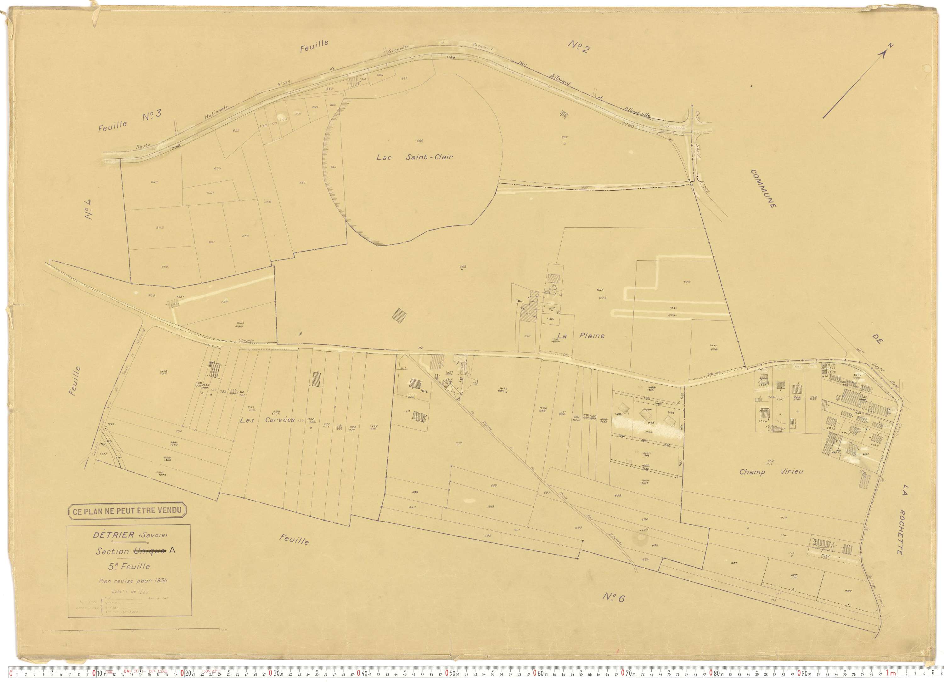 Détrier - Plans cadastraux du cadastre rénové en 1934 et mis à jour en 1988.
