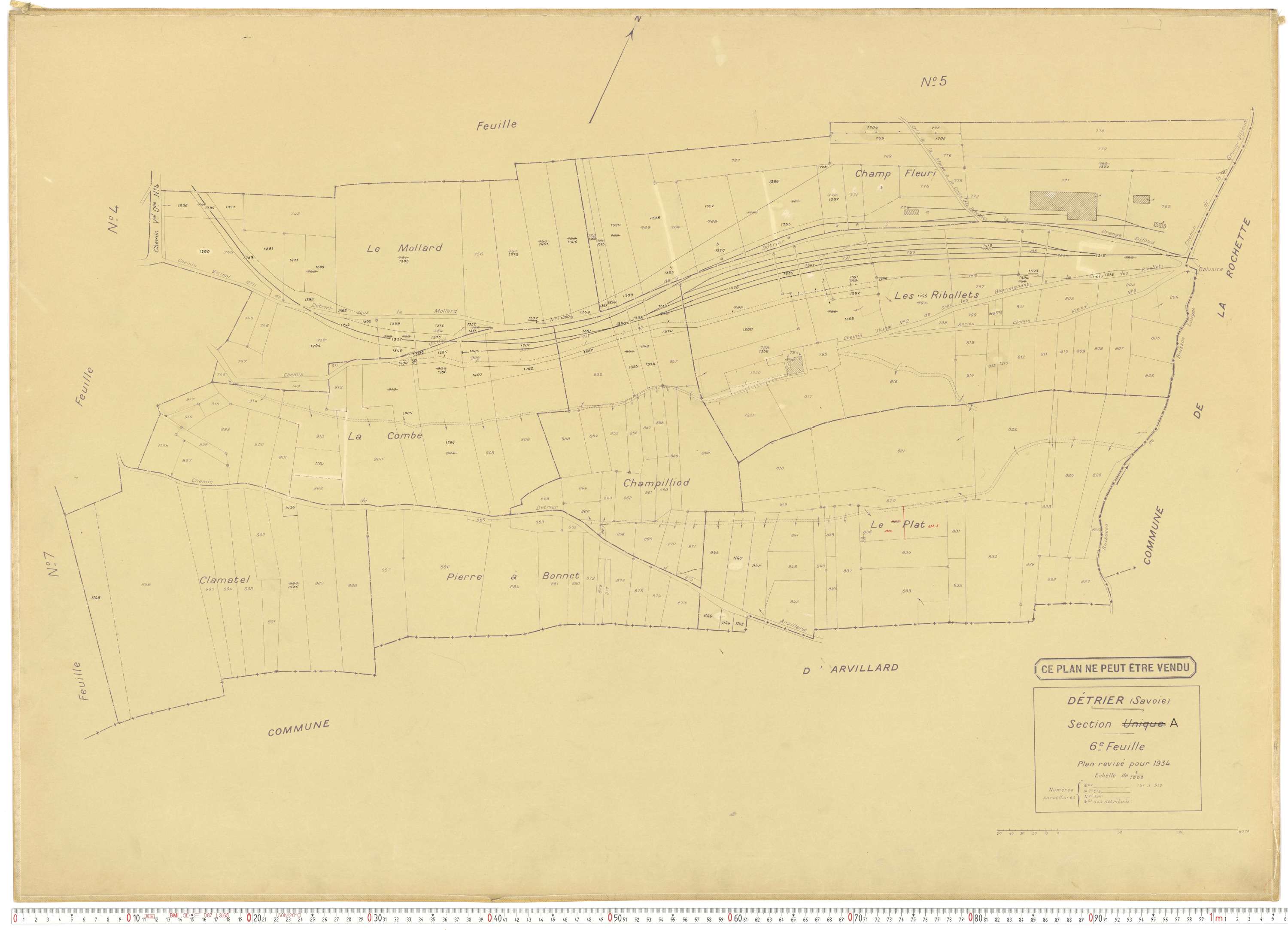 Détrier - Plans cadastraux du cadastre rénové en 1934 et mis à jour en 1988.