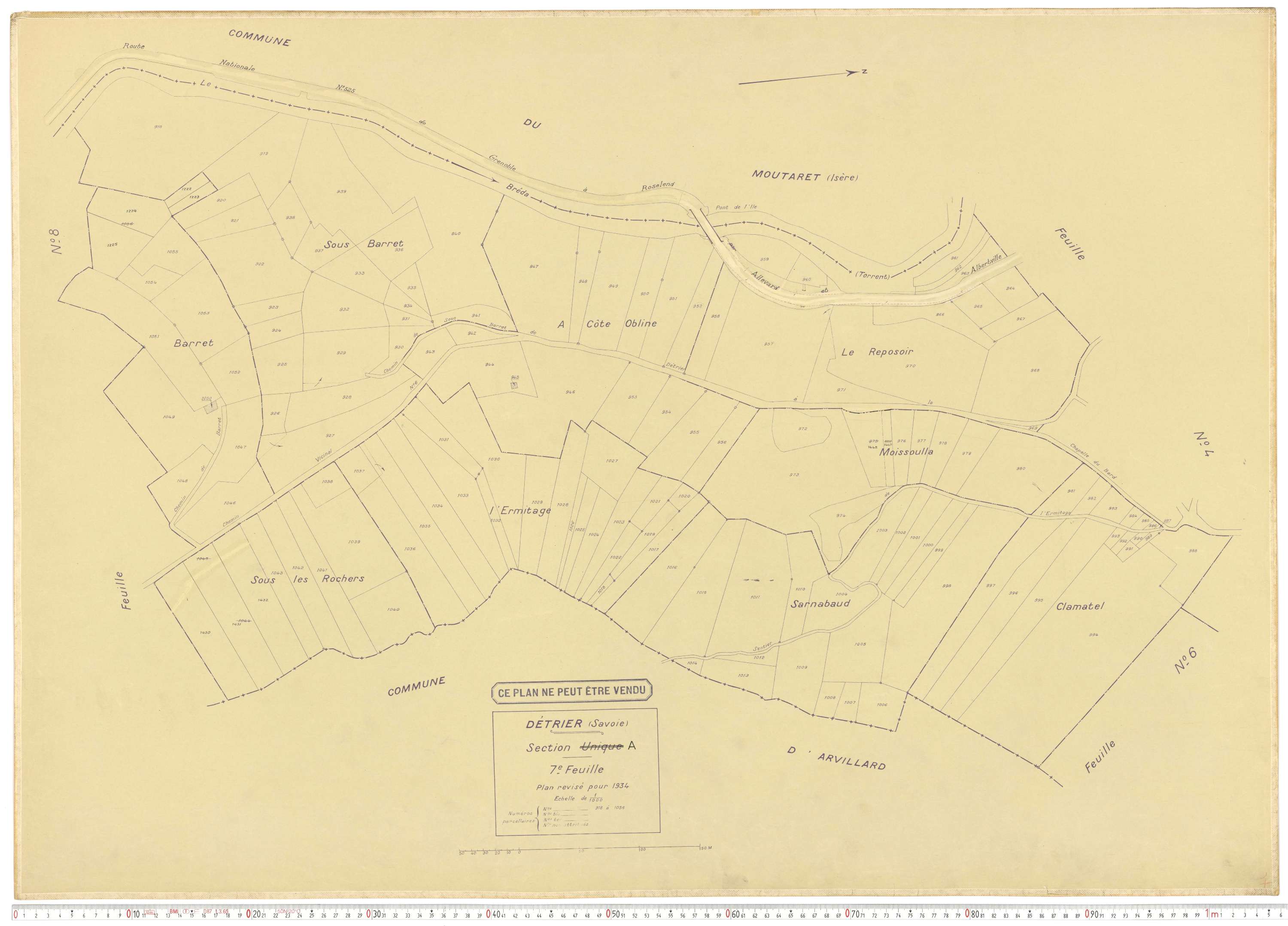 Détrier - Plans cadastraux du cadastre rénové en 1934 et mis à jour en 1988.