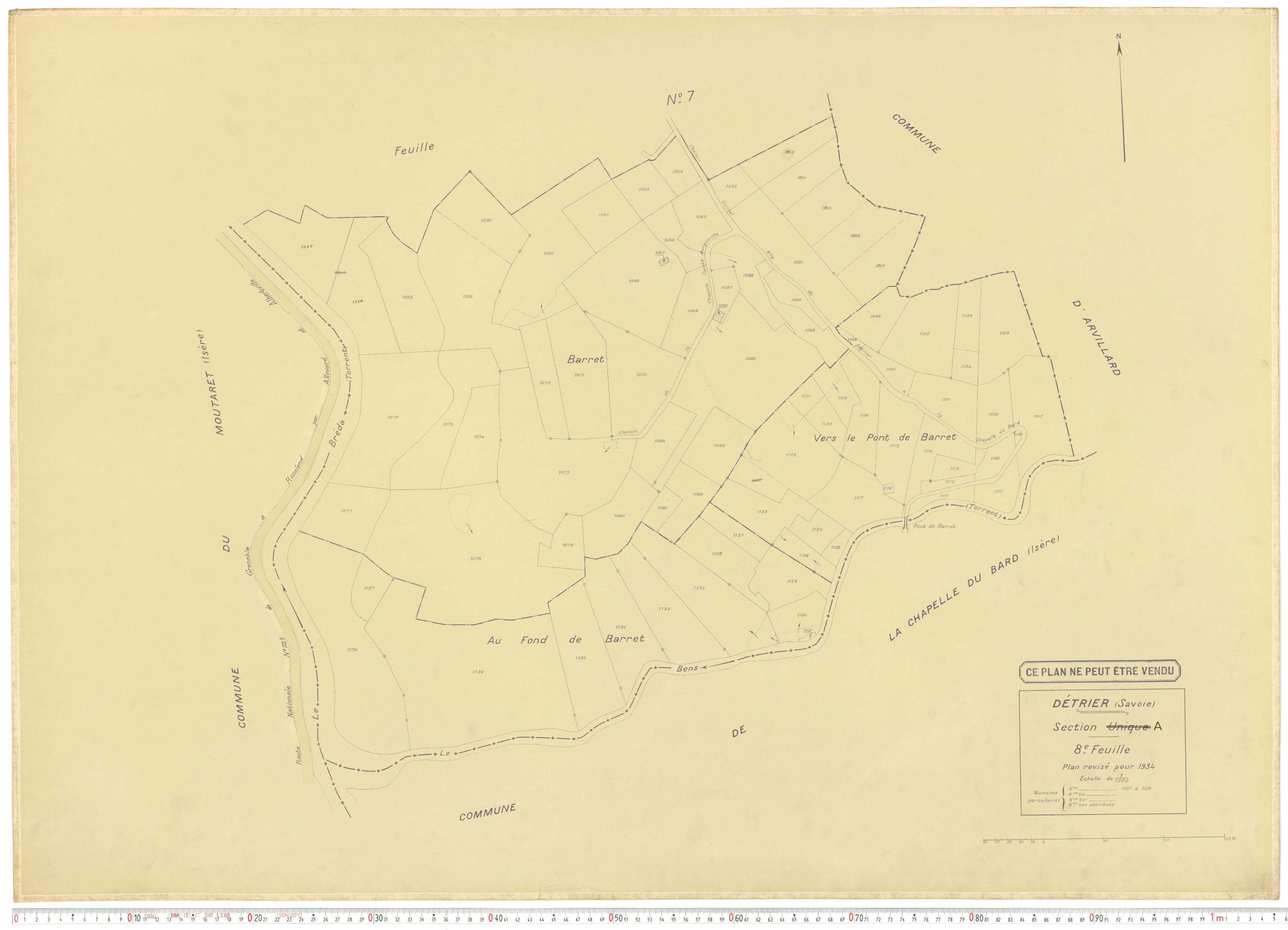 Détrier - Plans cadastraux du cadastre rénové en 1934 et mis à jour en 1988.