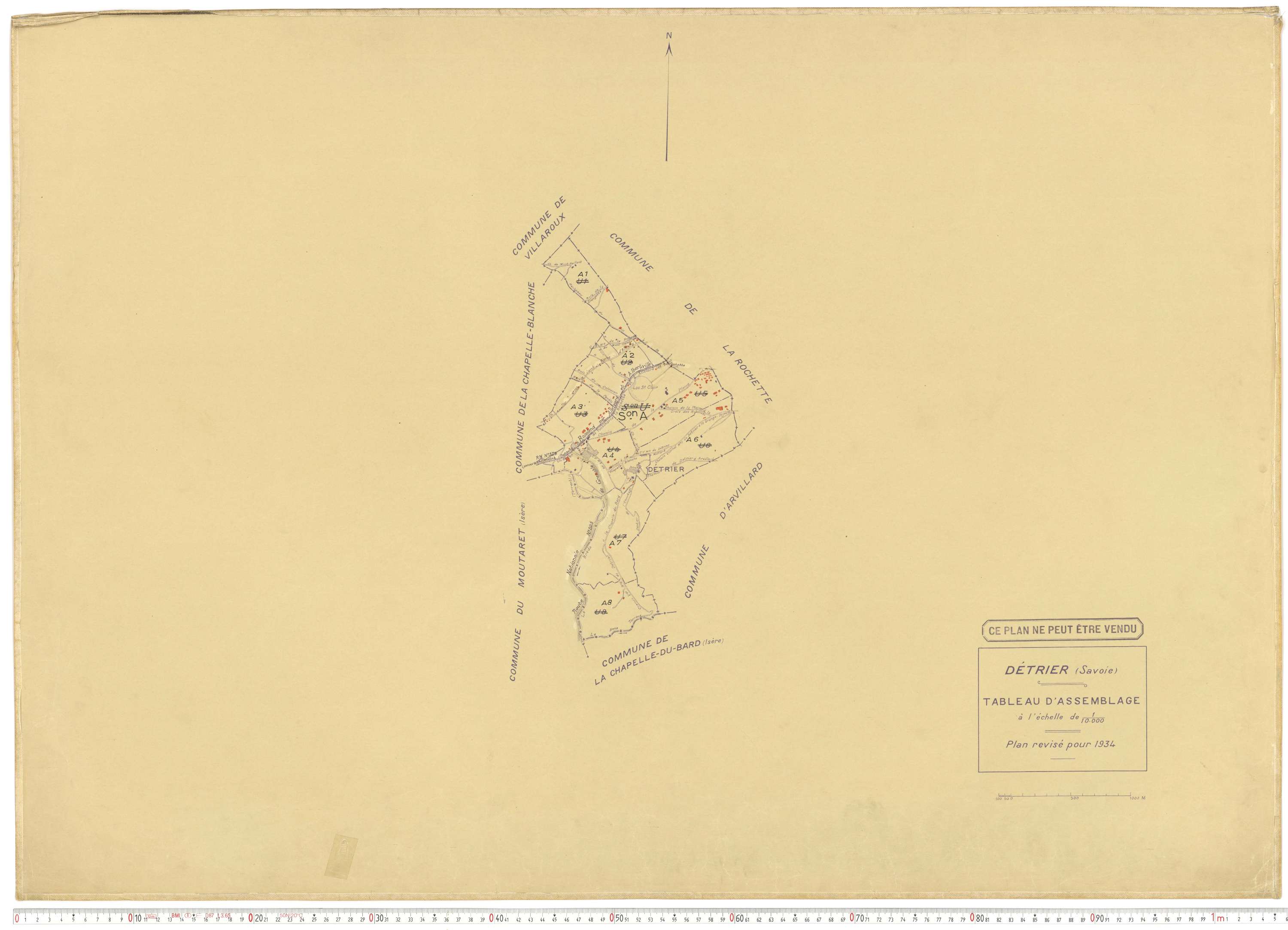 Détrier - Plans cadastraux du cadastre rénové en 1934 et mis à jour en 1988.