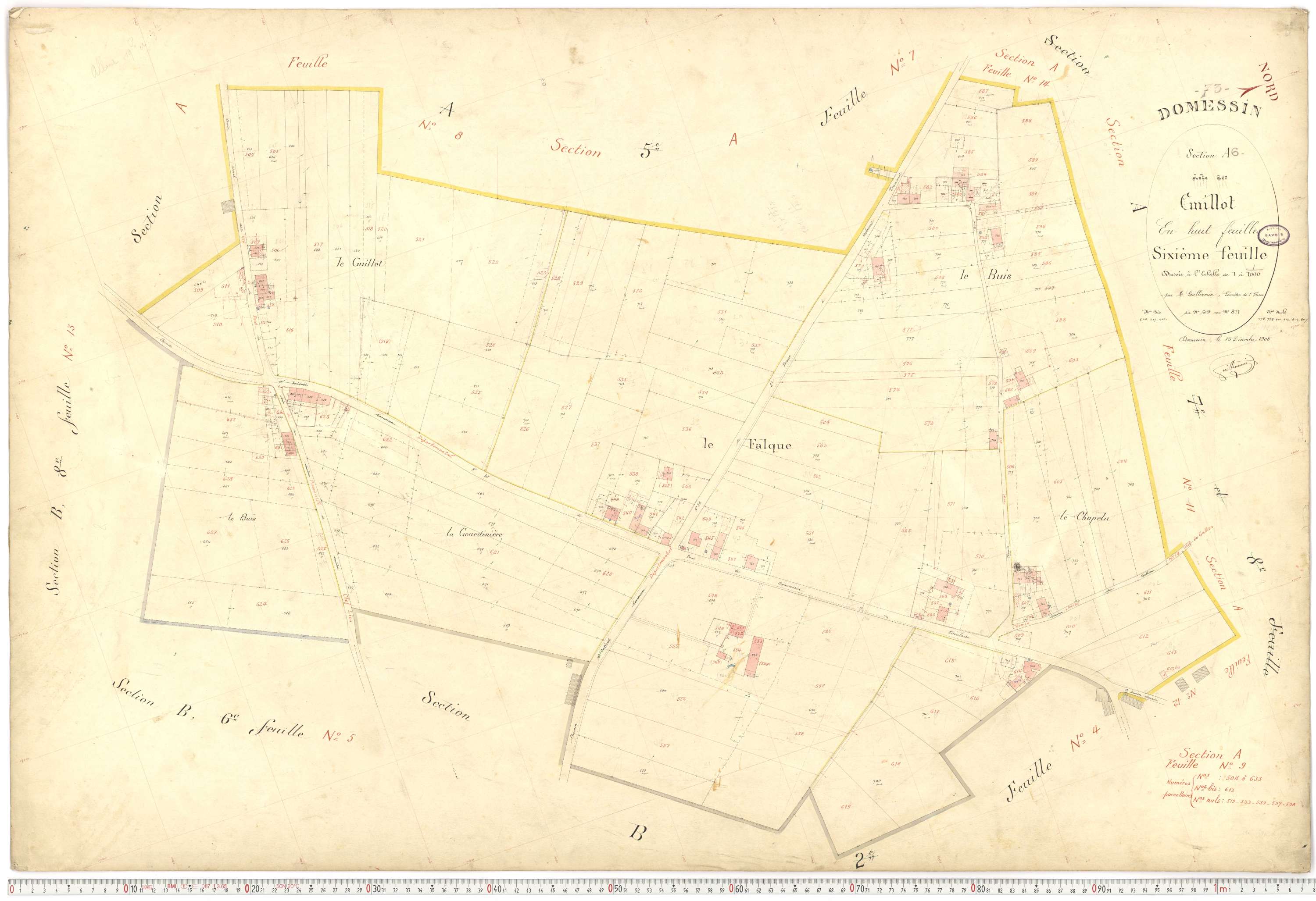 Domessin - Plans cadastraux du premier cadastre français.