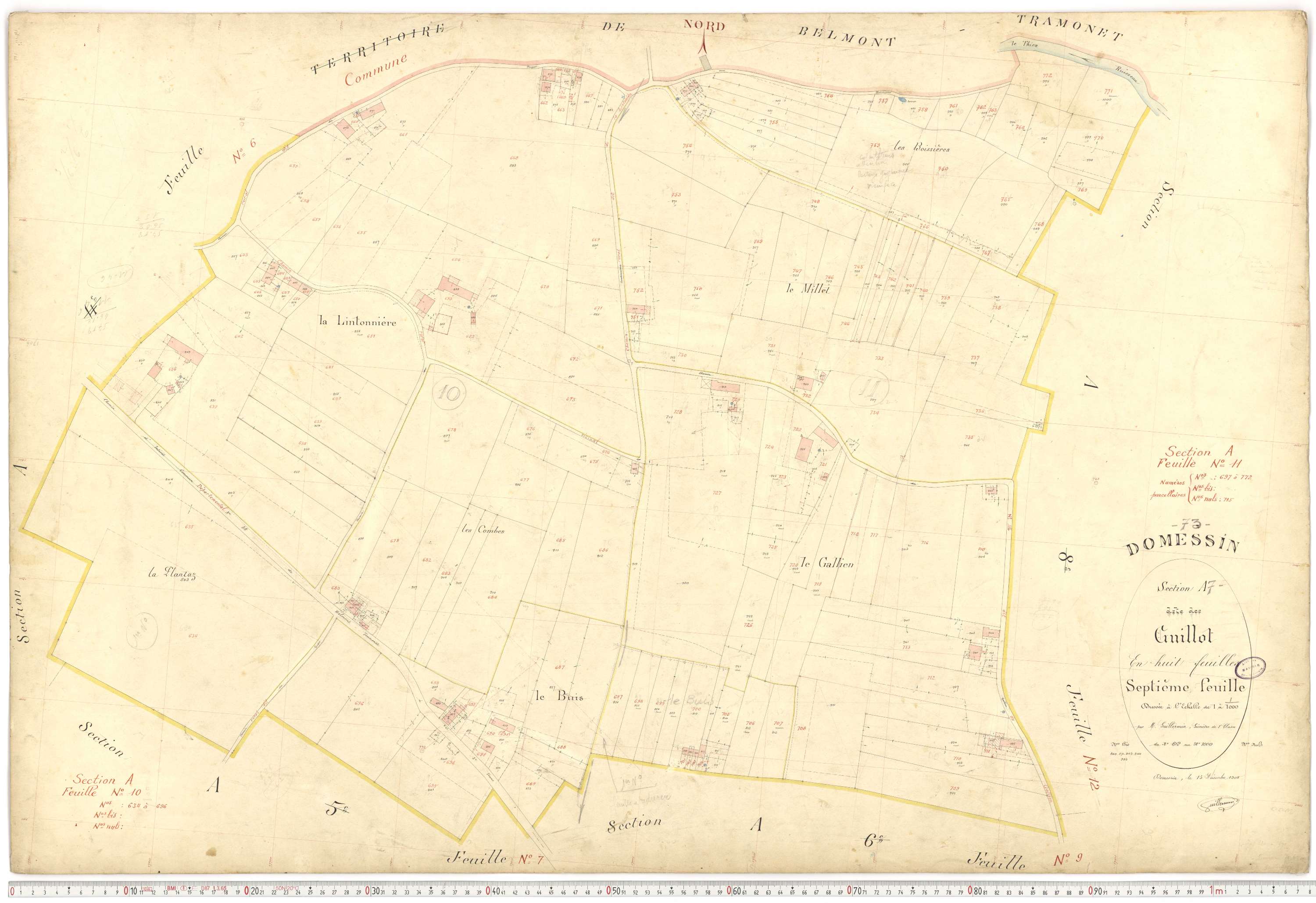 Domessin - Plans cadastraux du premier cadastre français.