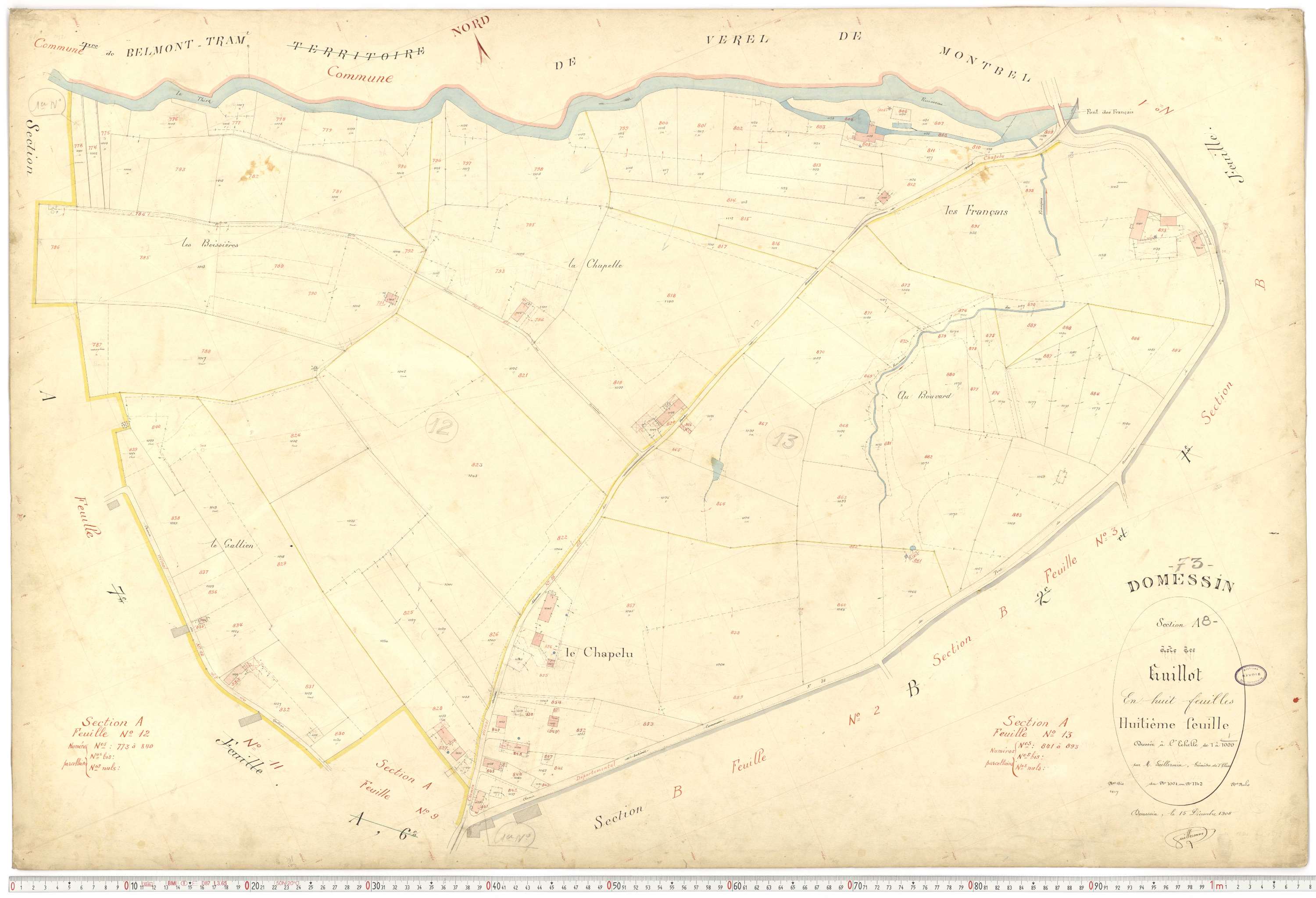 Domessin - Plans cadastraux du premier cadastre français.